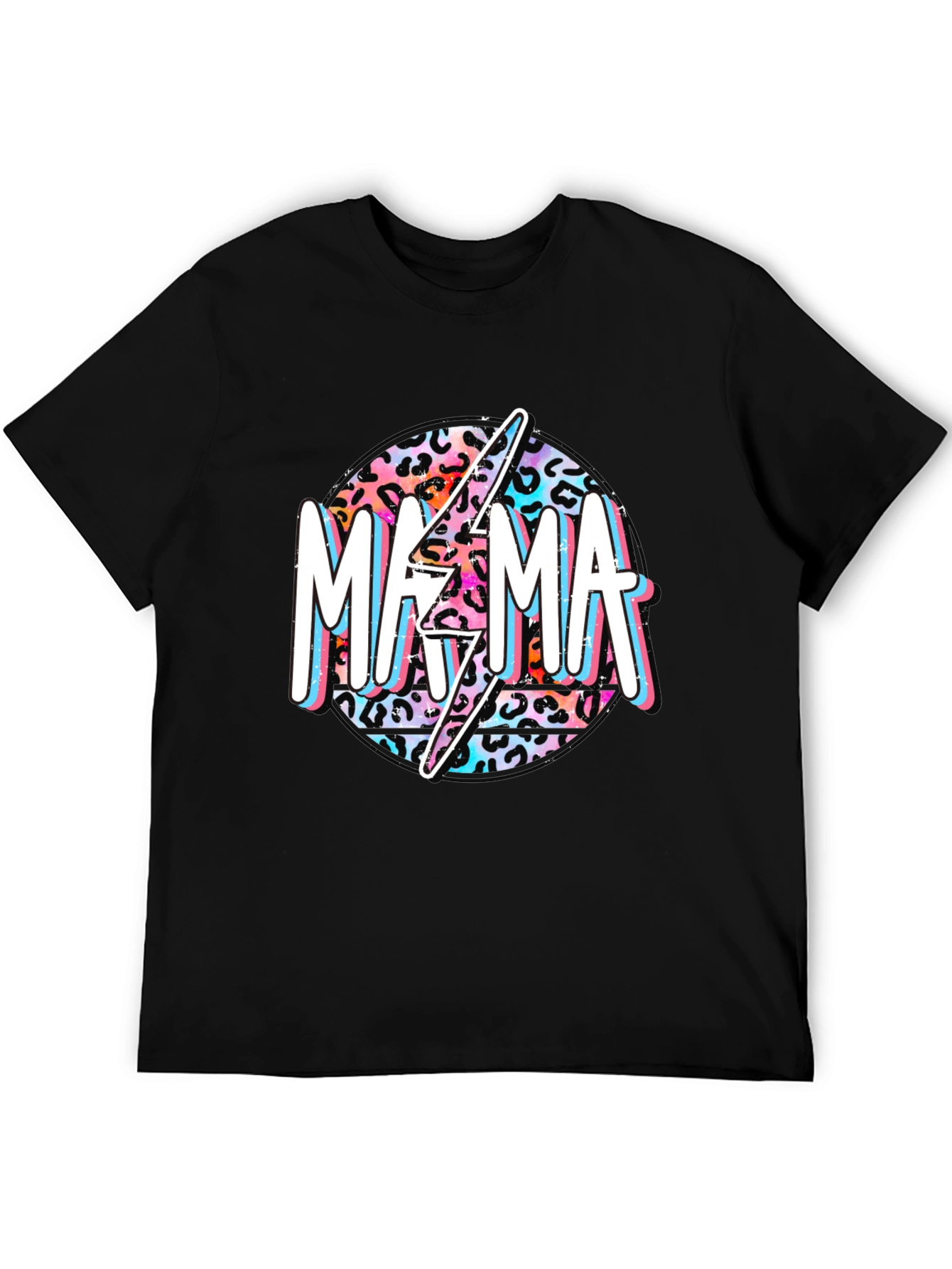 Mama Leopard Print Lightning Bolt Graphic Tee