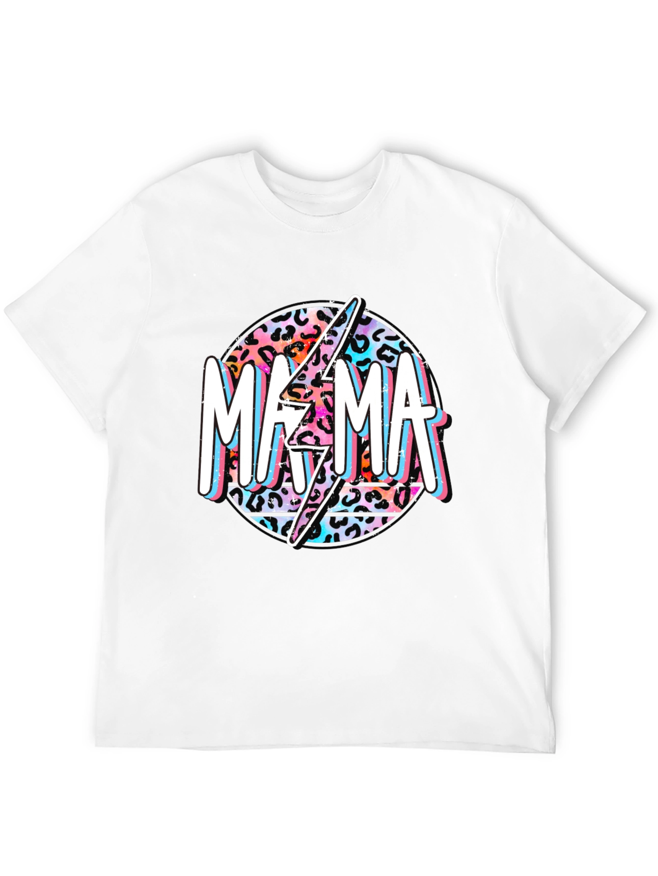 Mama Leopard Print Lightning Bolt Graphic Tee