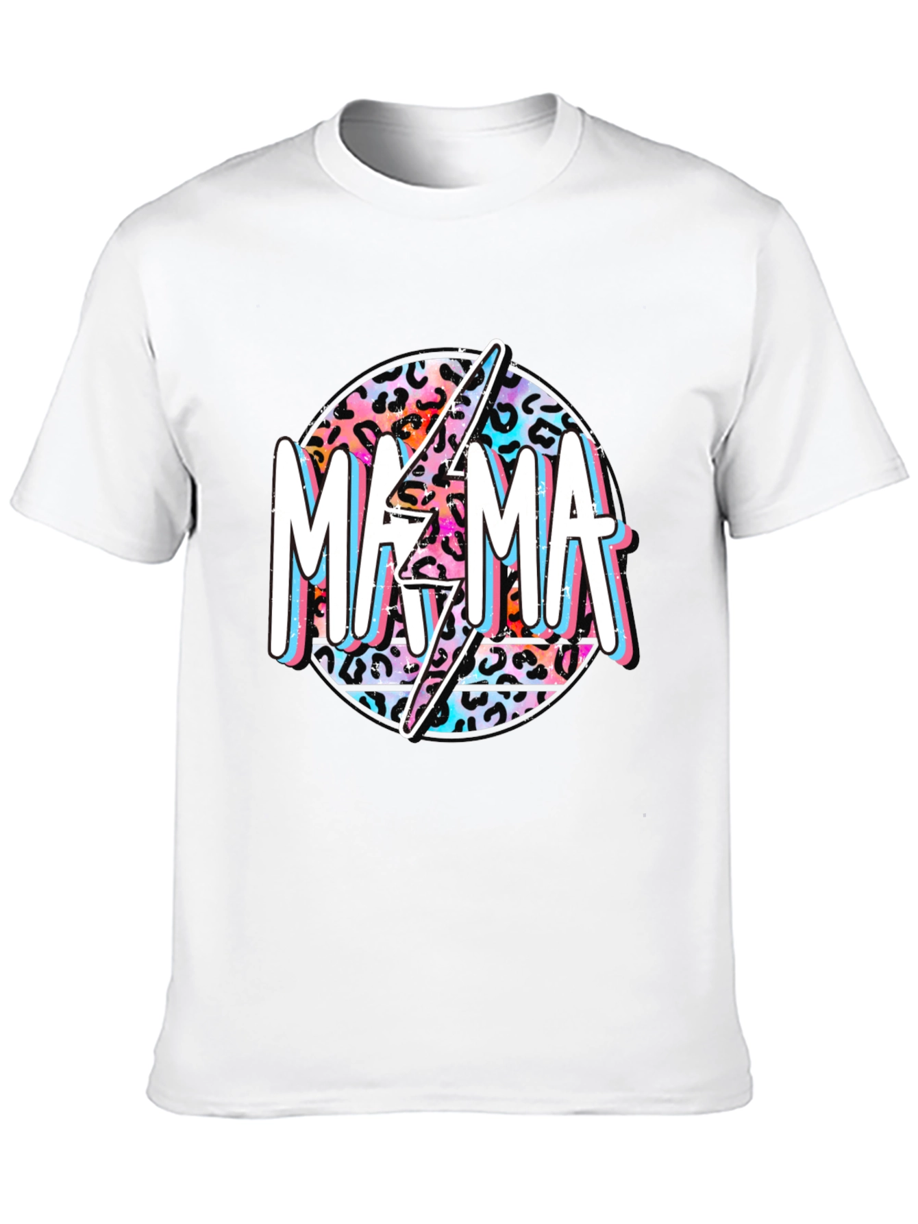 Mama Leopard Print Lightning Bolt Graphic Tee
