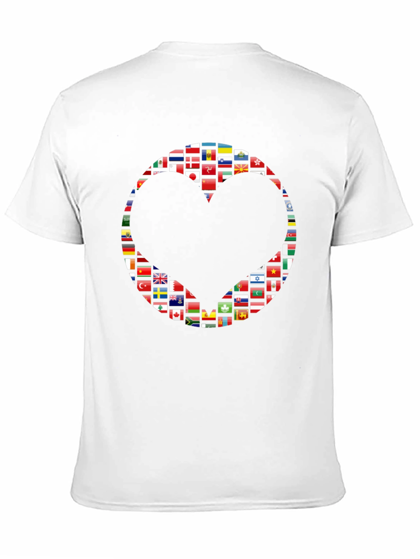 World Flags Heart Graphic Black T-Shirt