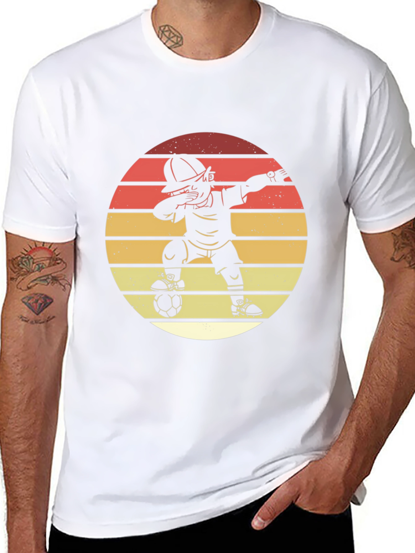 Dabbing Soccer Player Graphic Tee - Retro Style