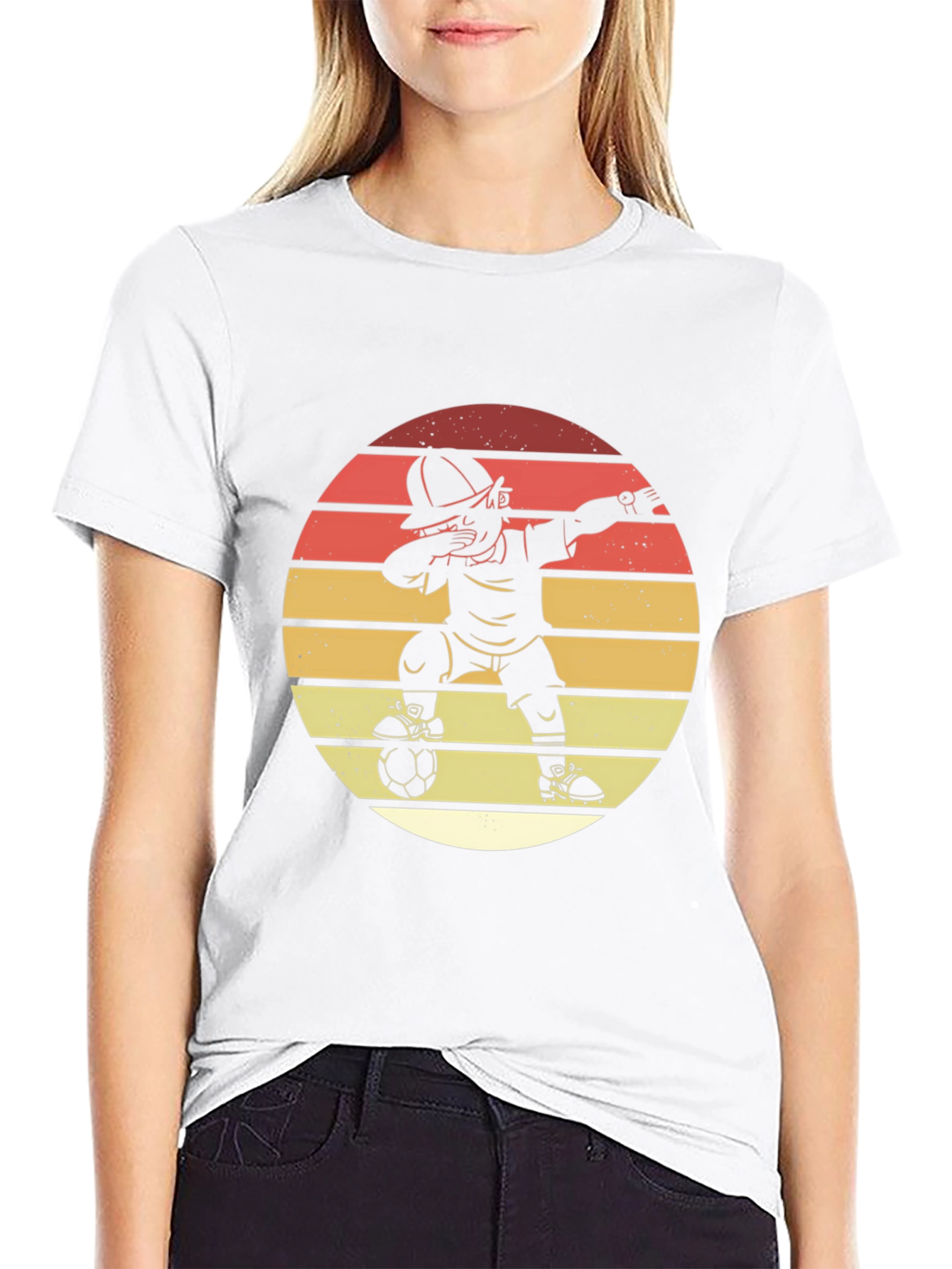 Dabbing Soccer Player Graphic Tee - Retro Style