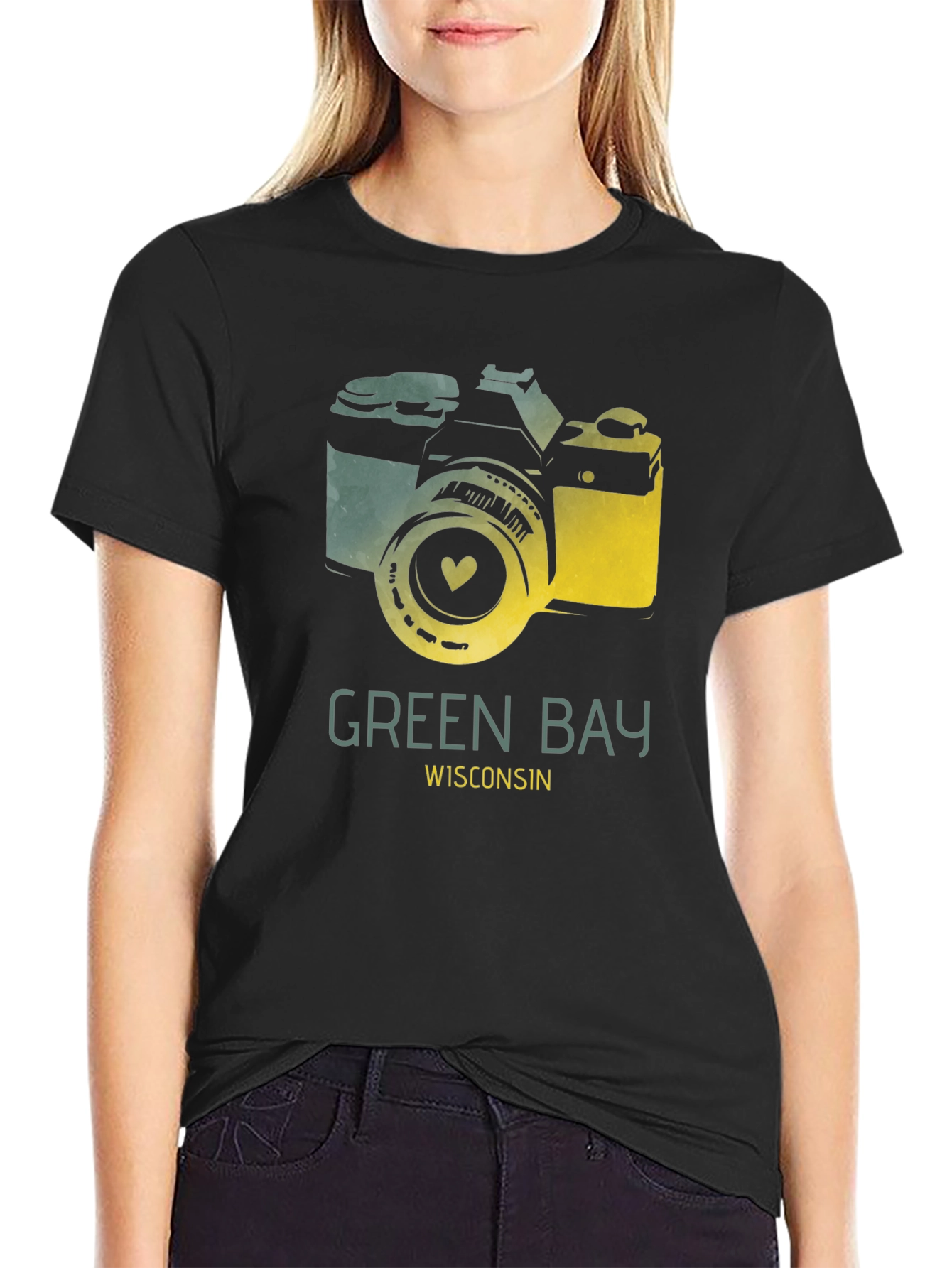 Green Bay Wisconsin Camera Graphic T-Shirt