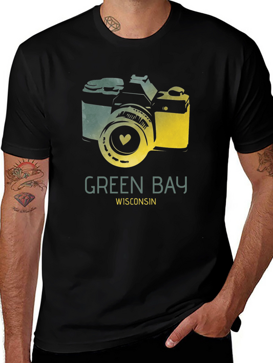 Green Bay Wisconsin Camera Graphic T-Shirt