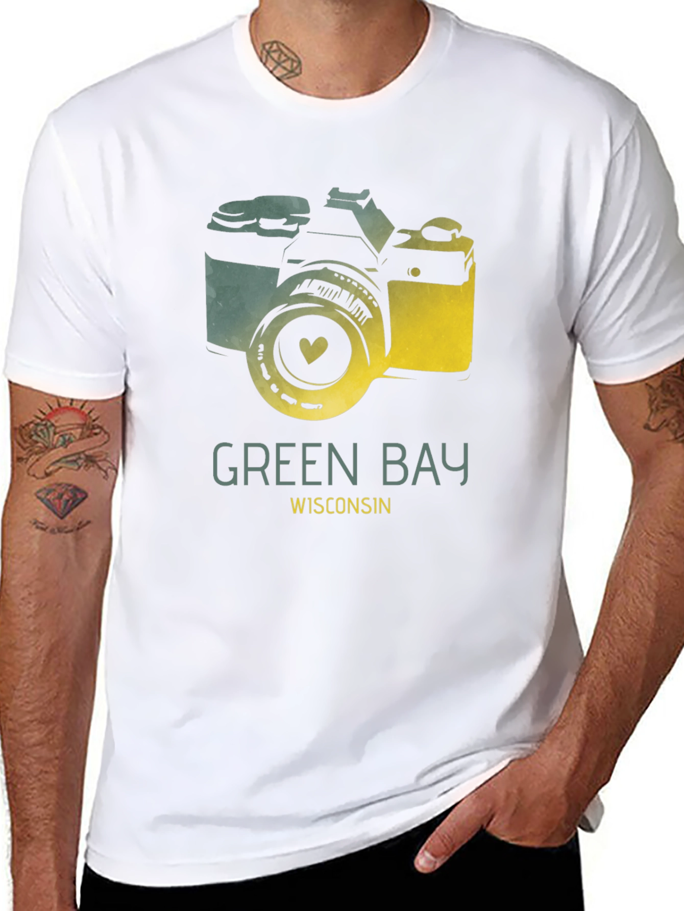 Green Bay Wisconsin Camera Graphic T-Shirt