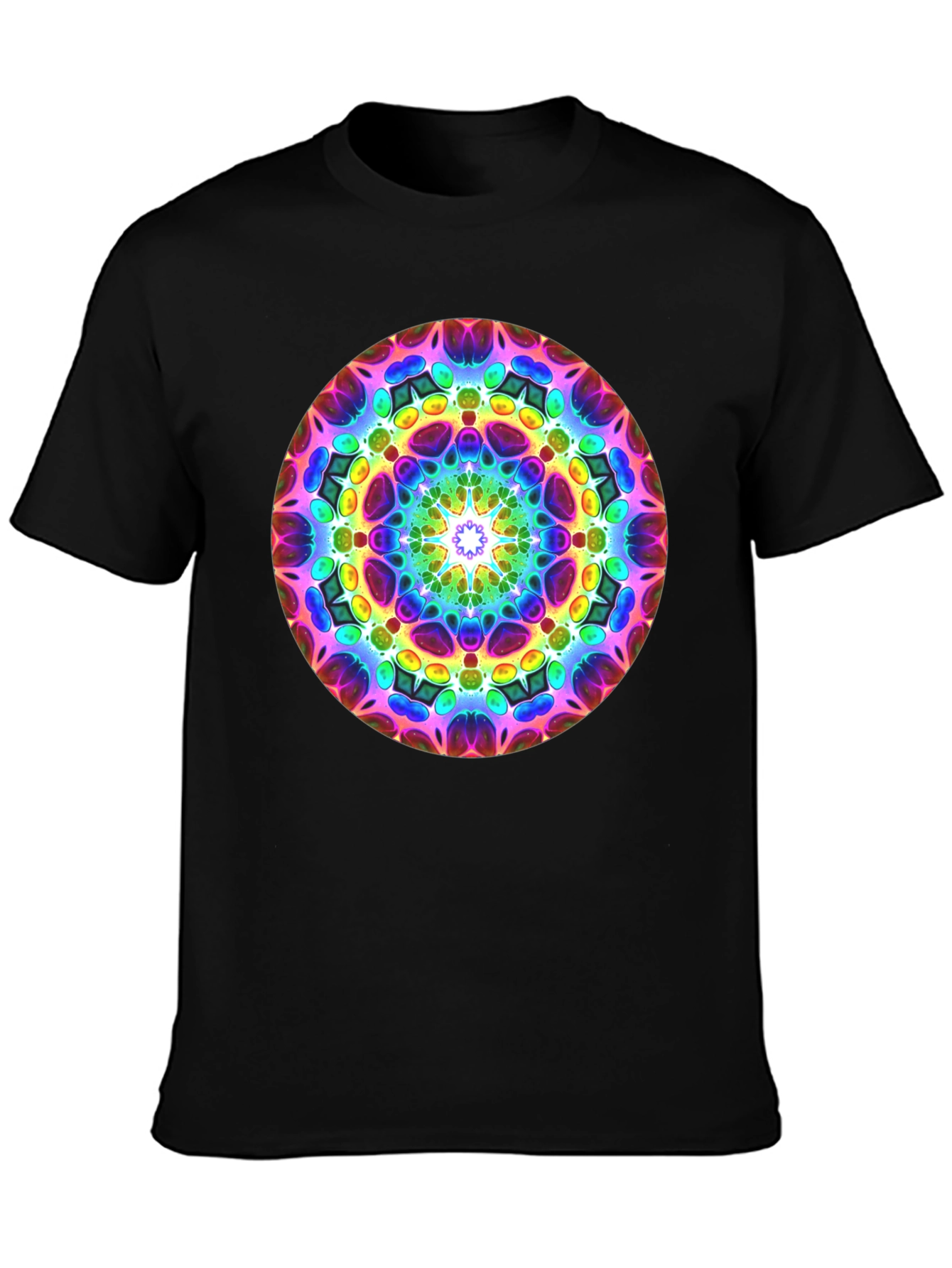 Vibrant Mandala Graphic Black T-Shirt