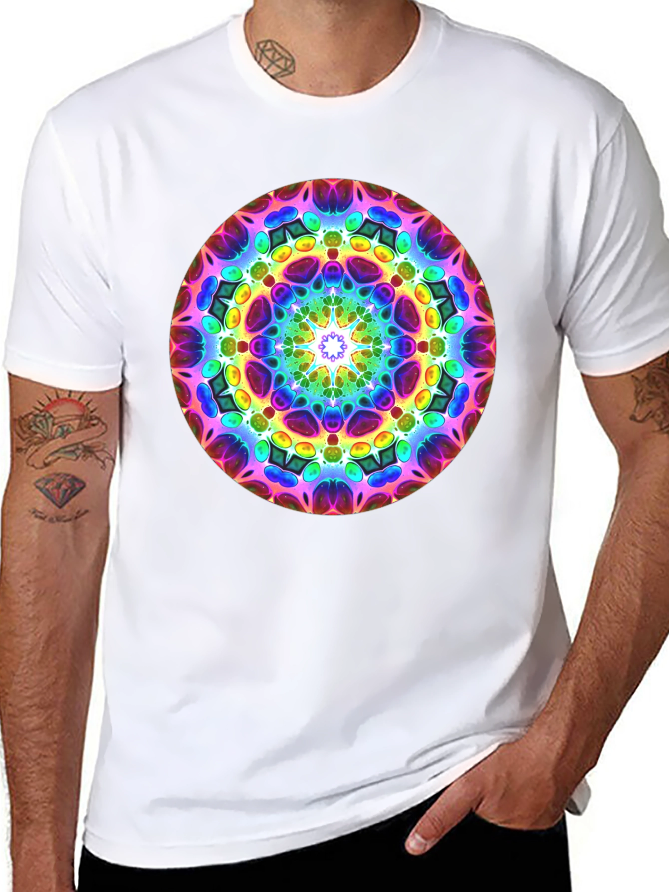 Vibrant Mandala Graphic Black T-Shirt