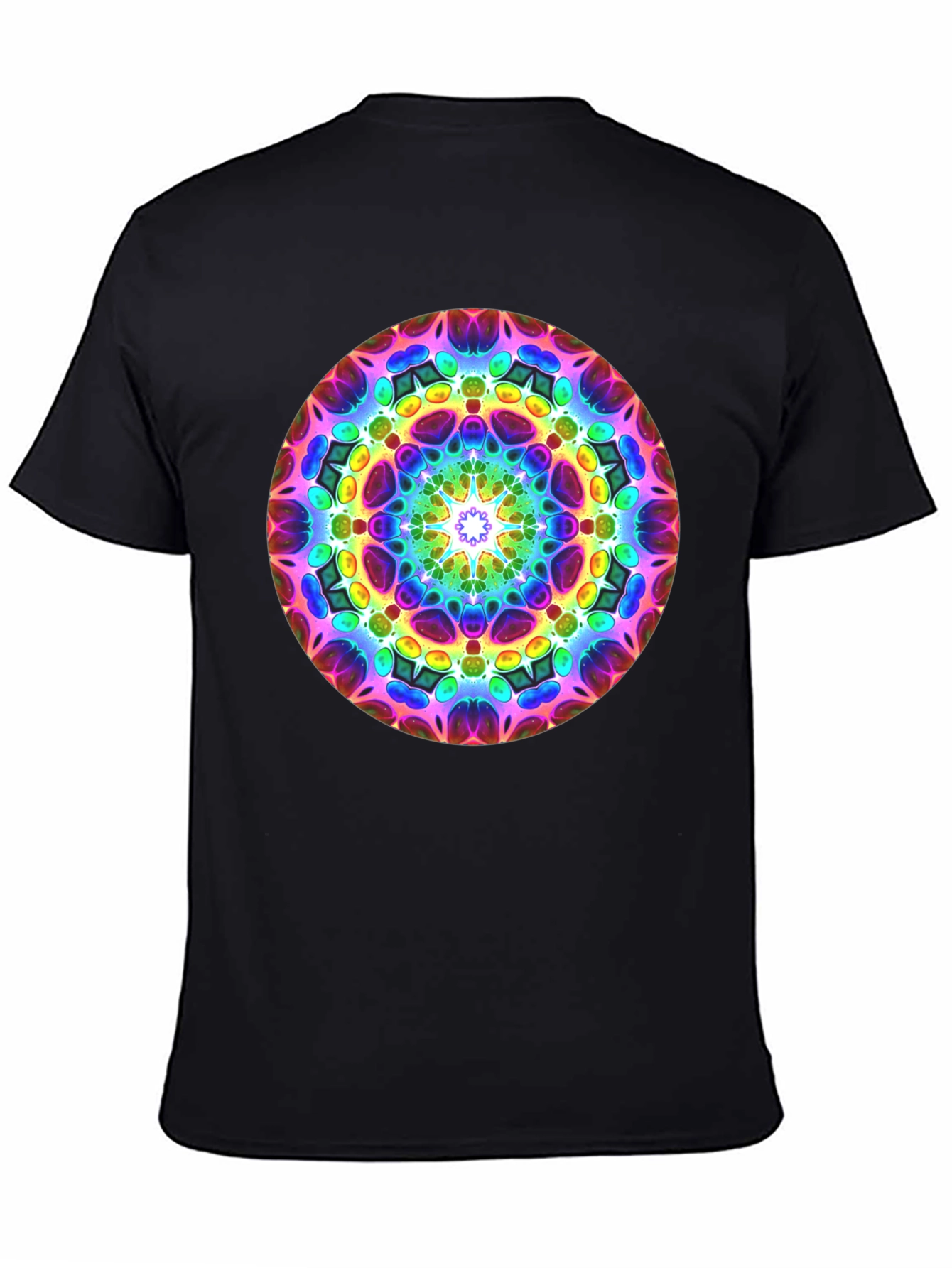 Vibrant Mandala Graphic Black T-Shirt