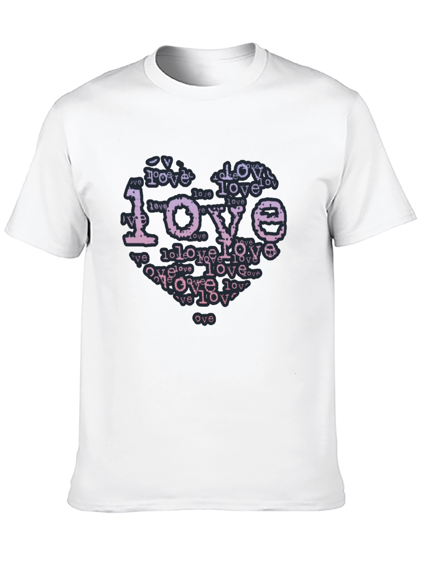 Love Typography Heart Black T-Shirt