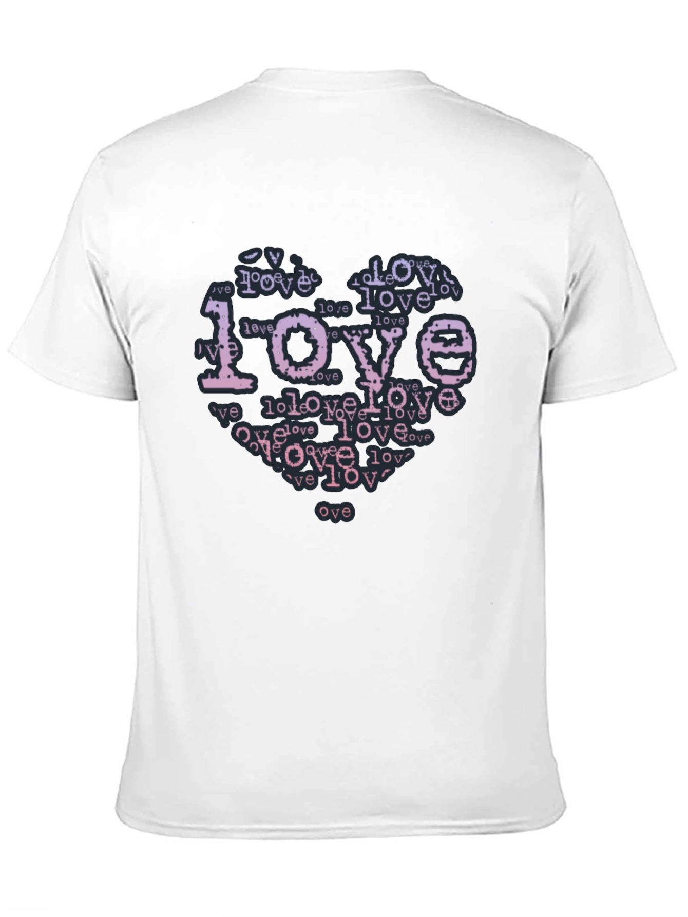 Love Typography Heart Black T-Shirt
