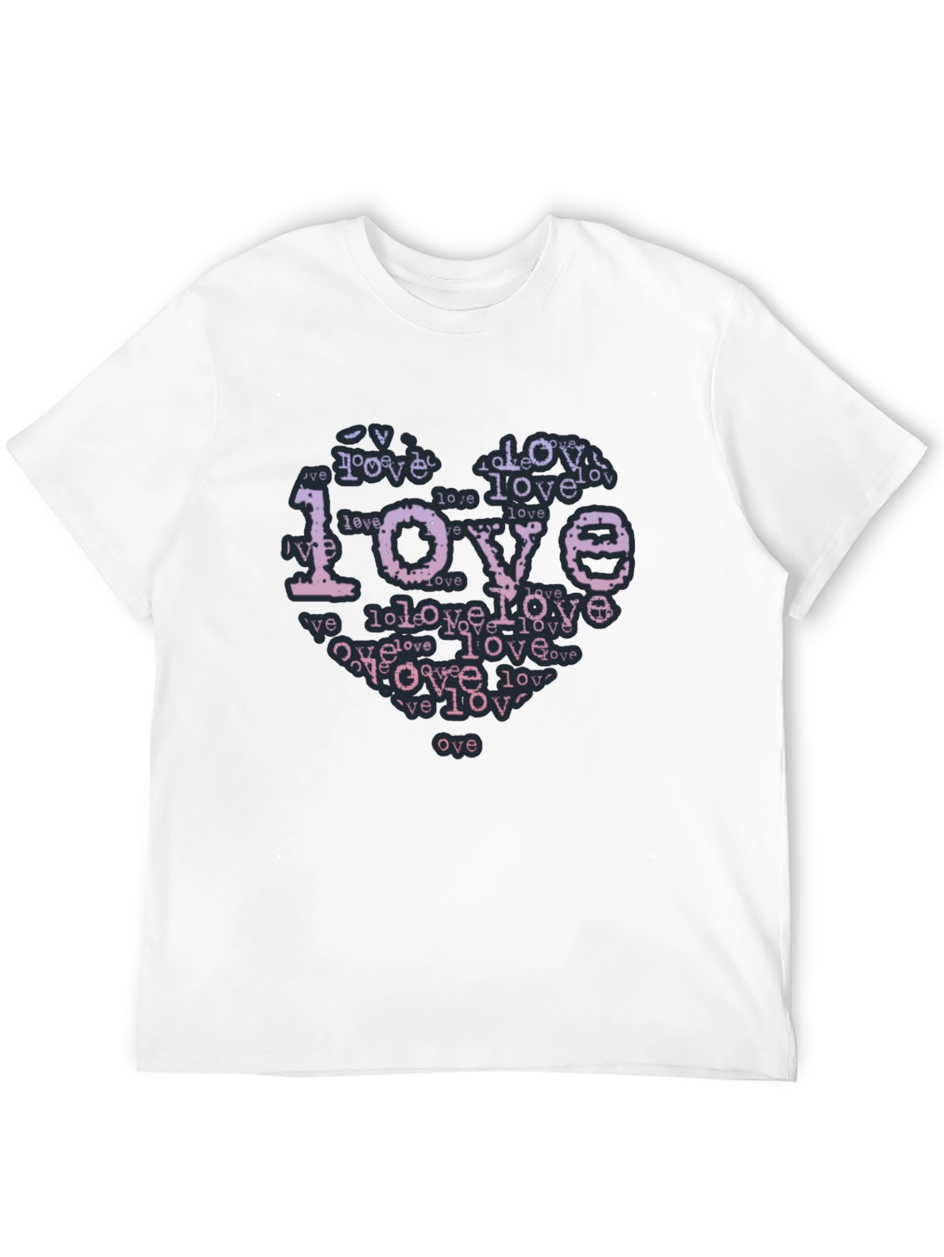 Love Typography Heart Black T-Shirt