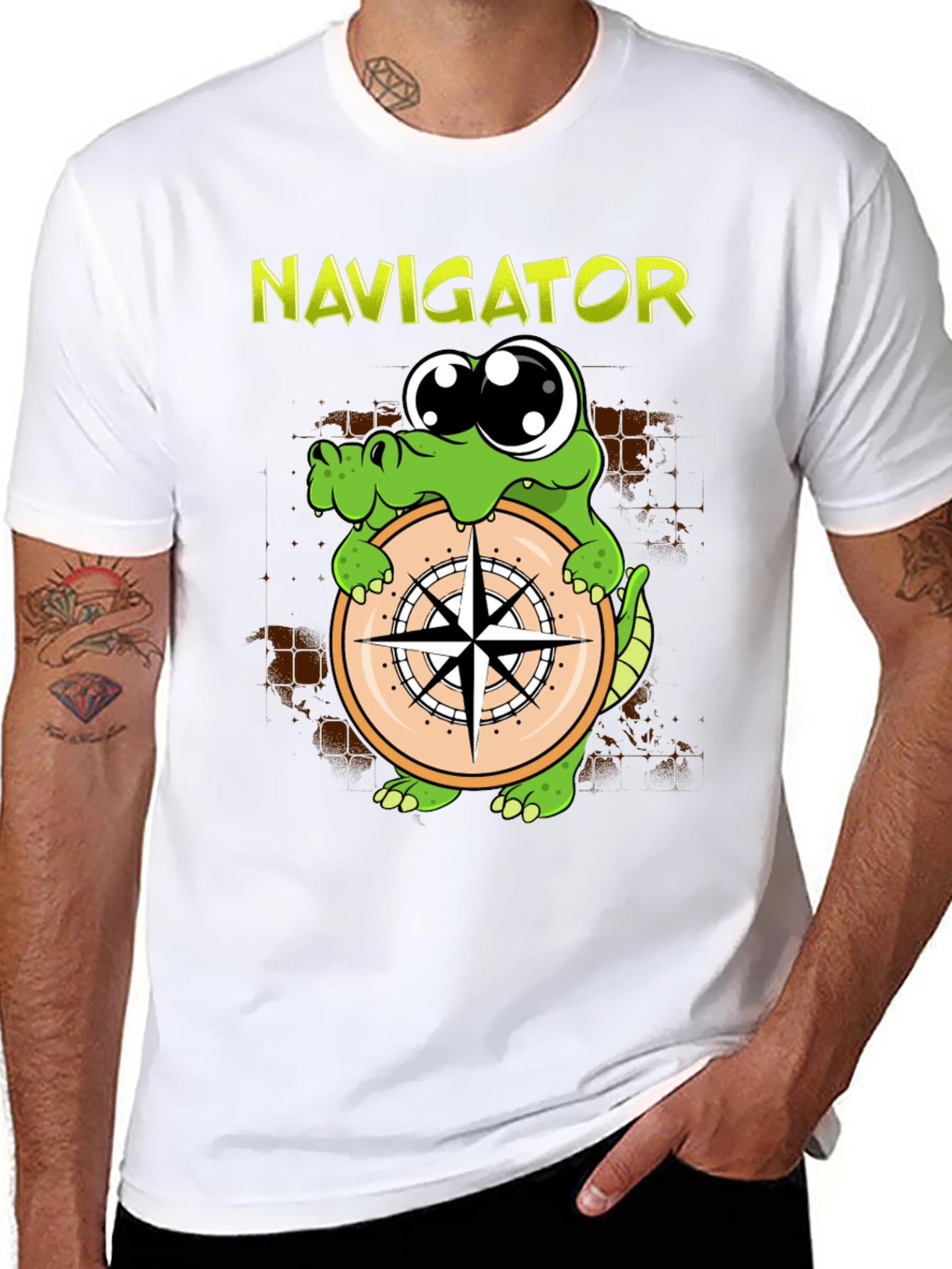 Navigator Alligator Compass Graphic T-Shirt