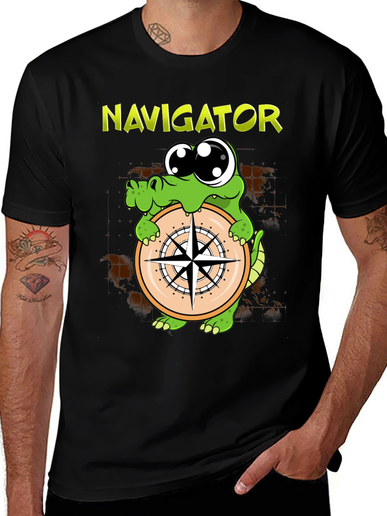 Navigator Alligator Compass Graphic T-Shirt