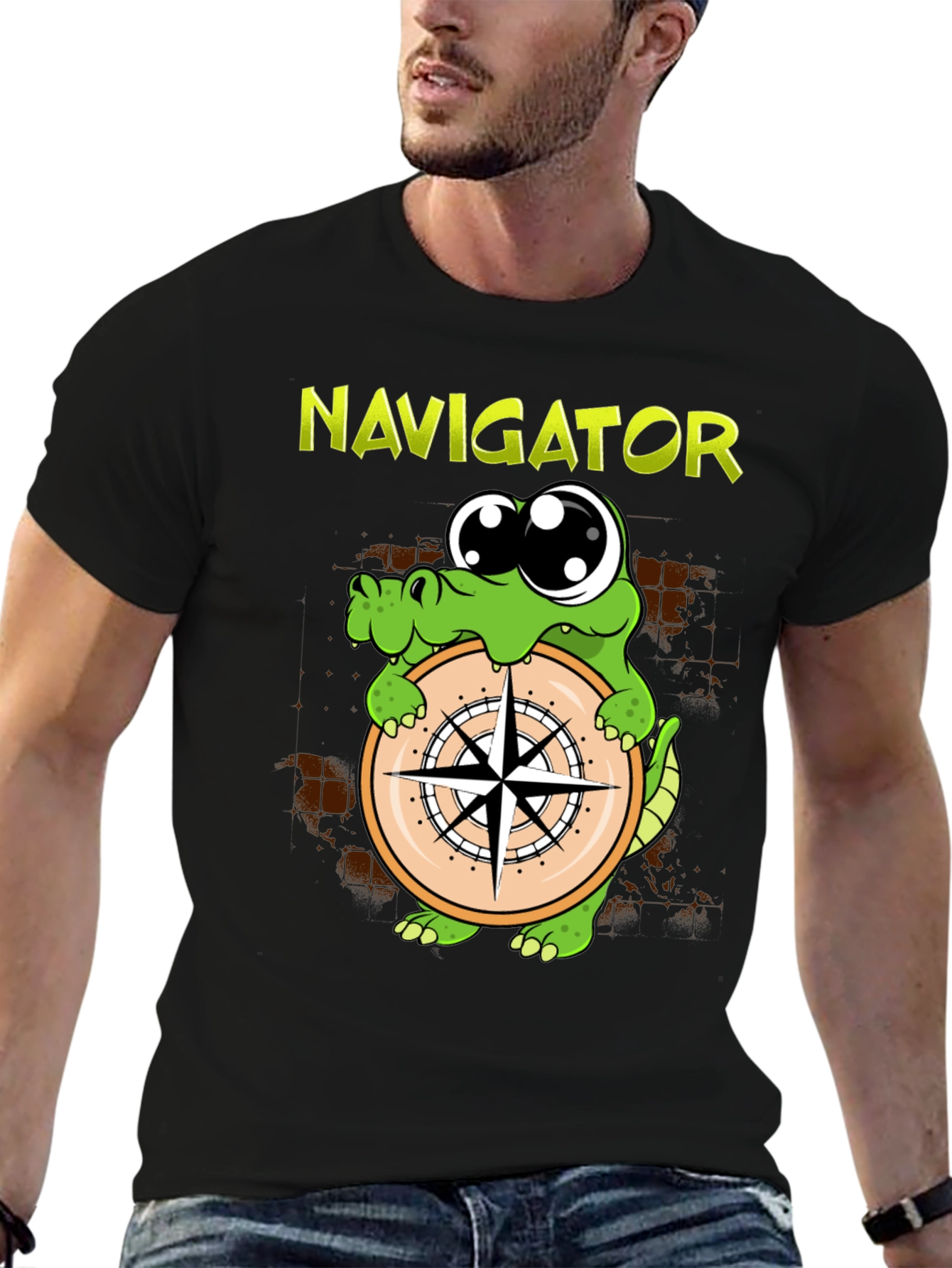 Navigator Alligator Compass Graphic T-Shirt