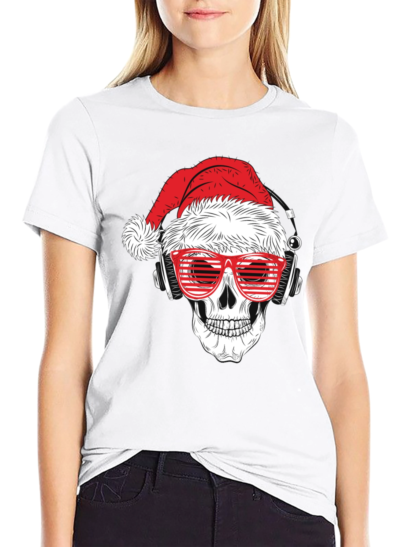 Skull Santa T-Shirt - Holiday Graphic Tee