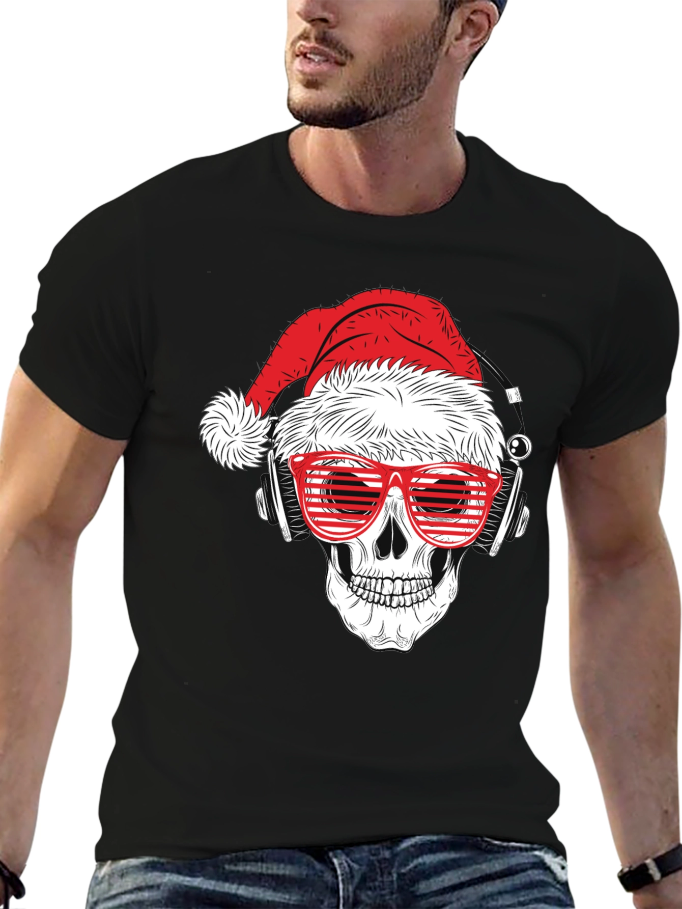 Skull Santa T-Shirt - Holiday Graphic Tee