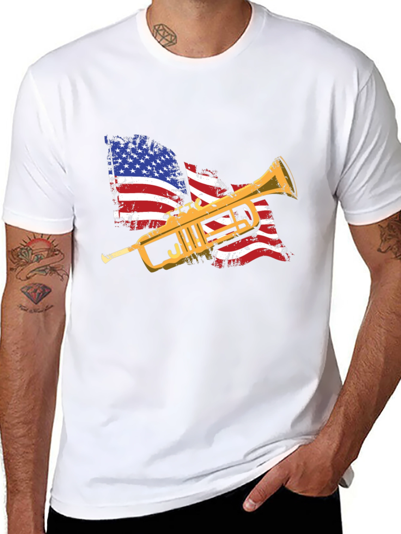American Flag Trumpet Graphic Tee