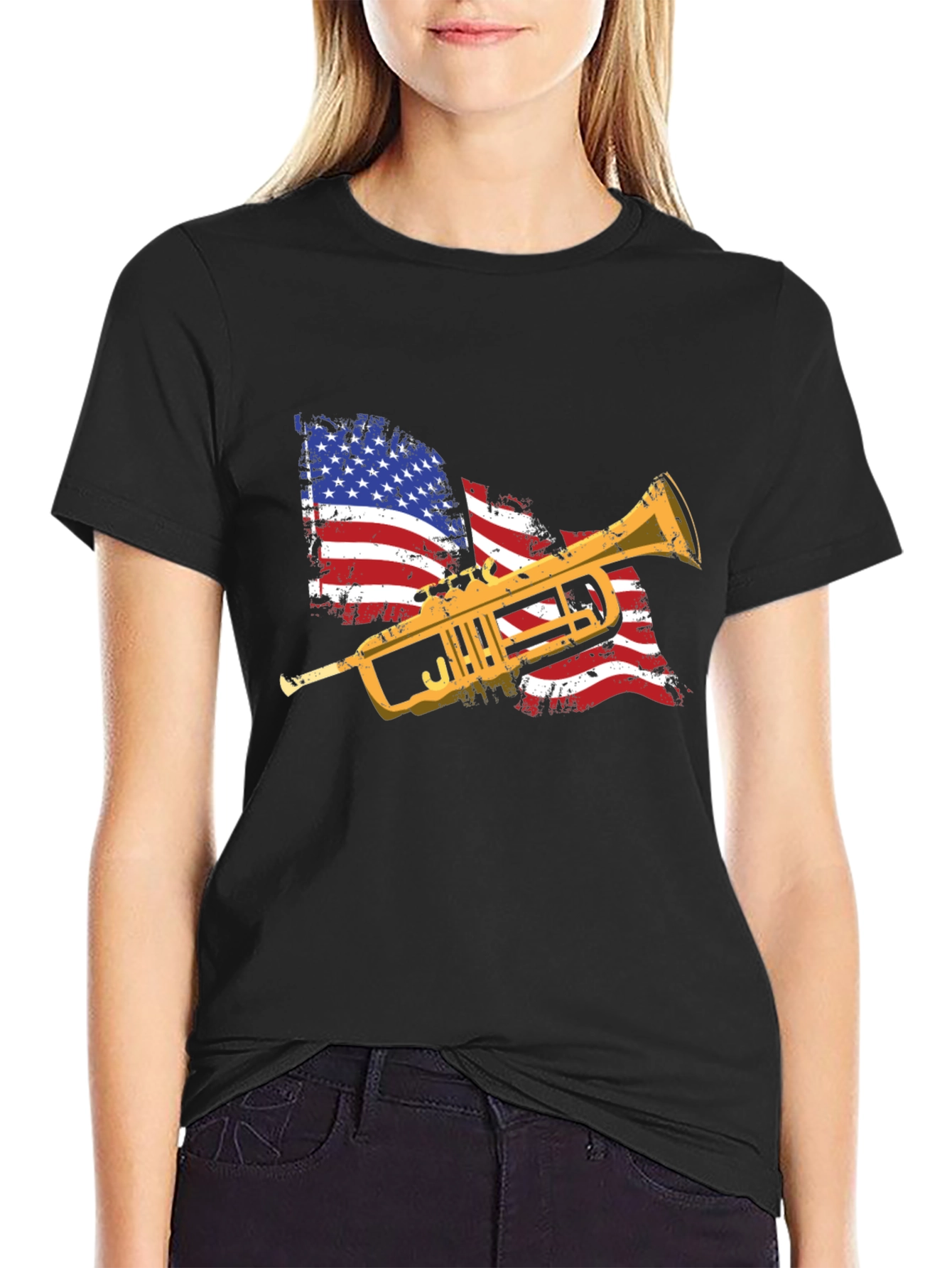 American Flag Trumpet Graphic Tee