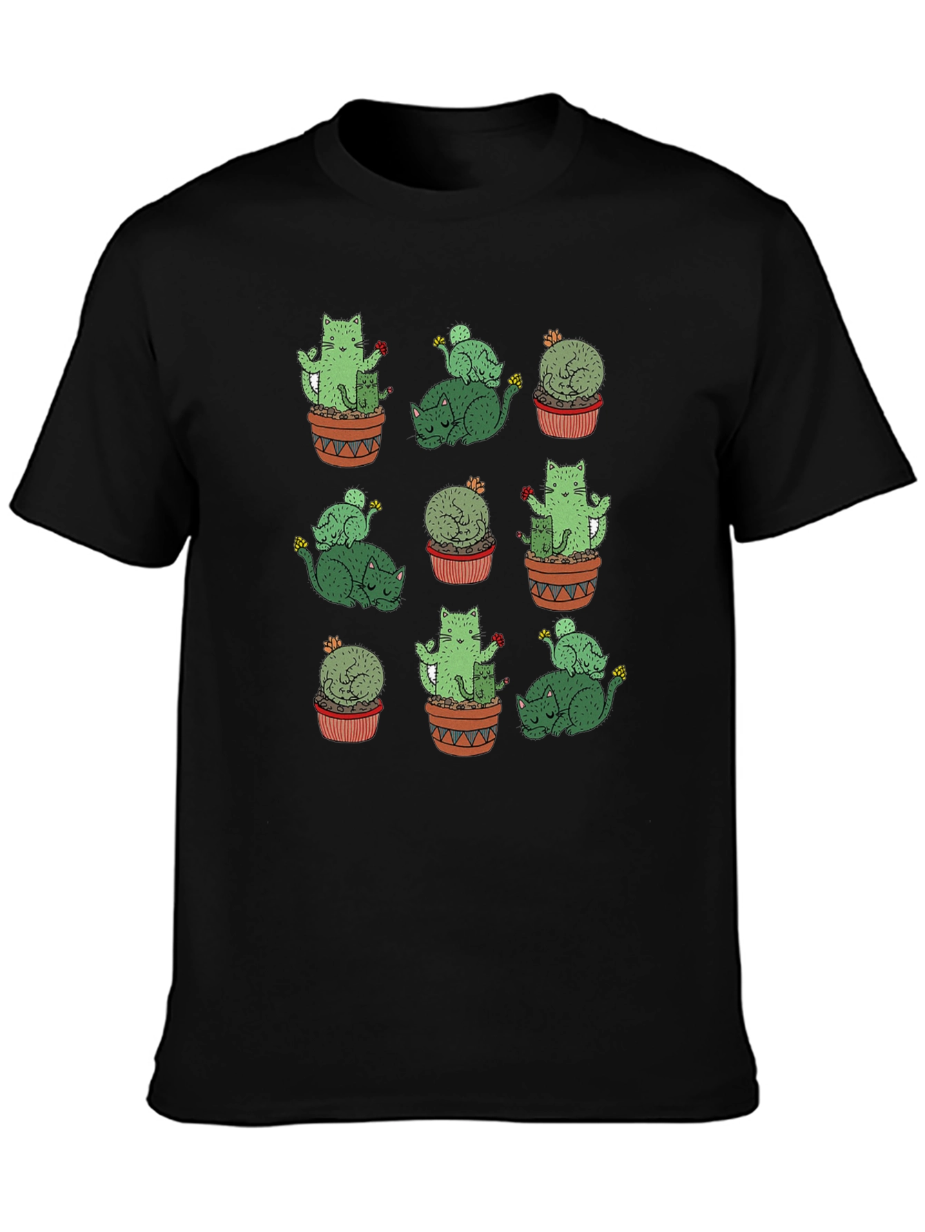 Cactus Cat Graphic Tee - Quirky Comfort