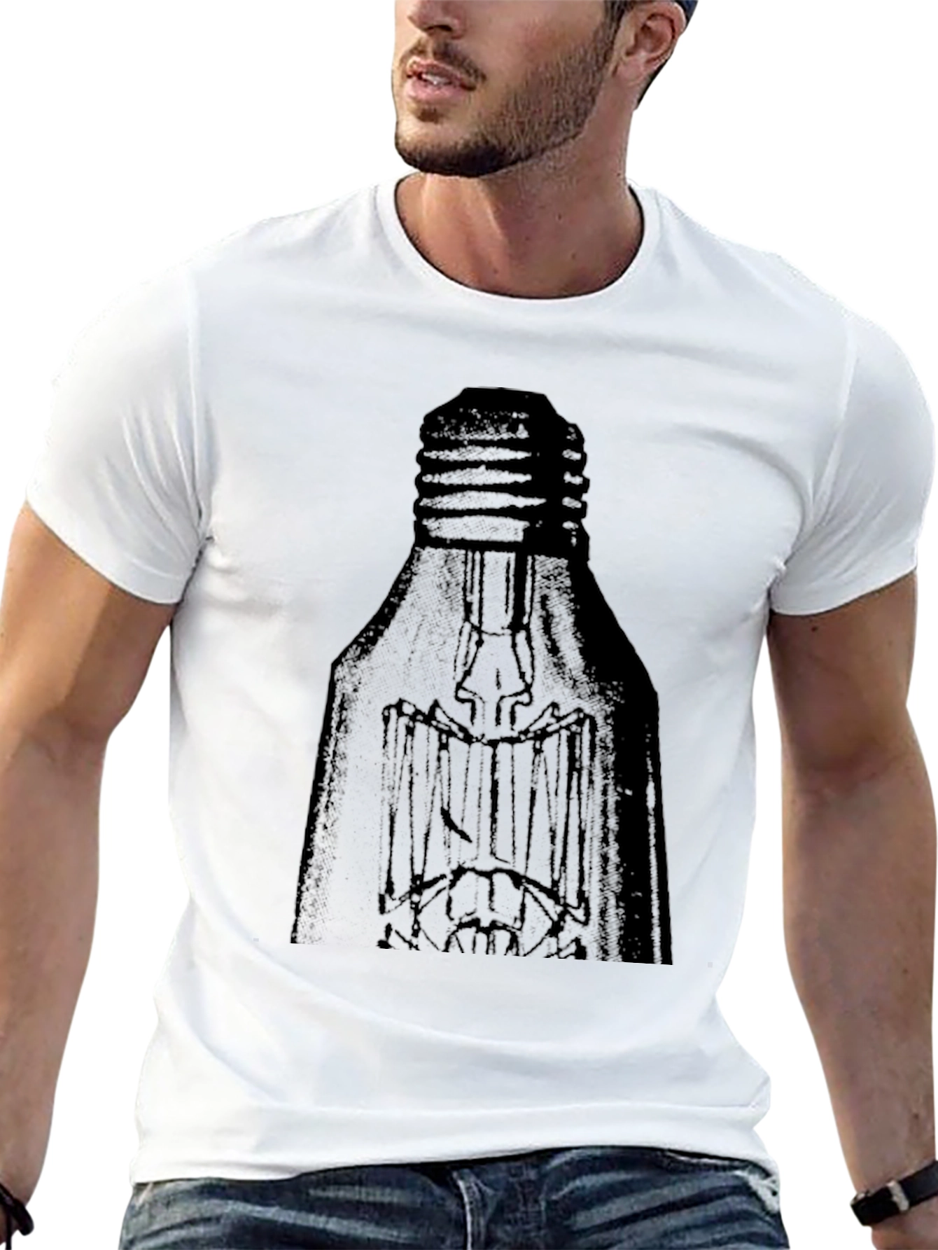 Mens Black T-Shirt with Light Bulb Design