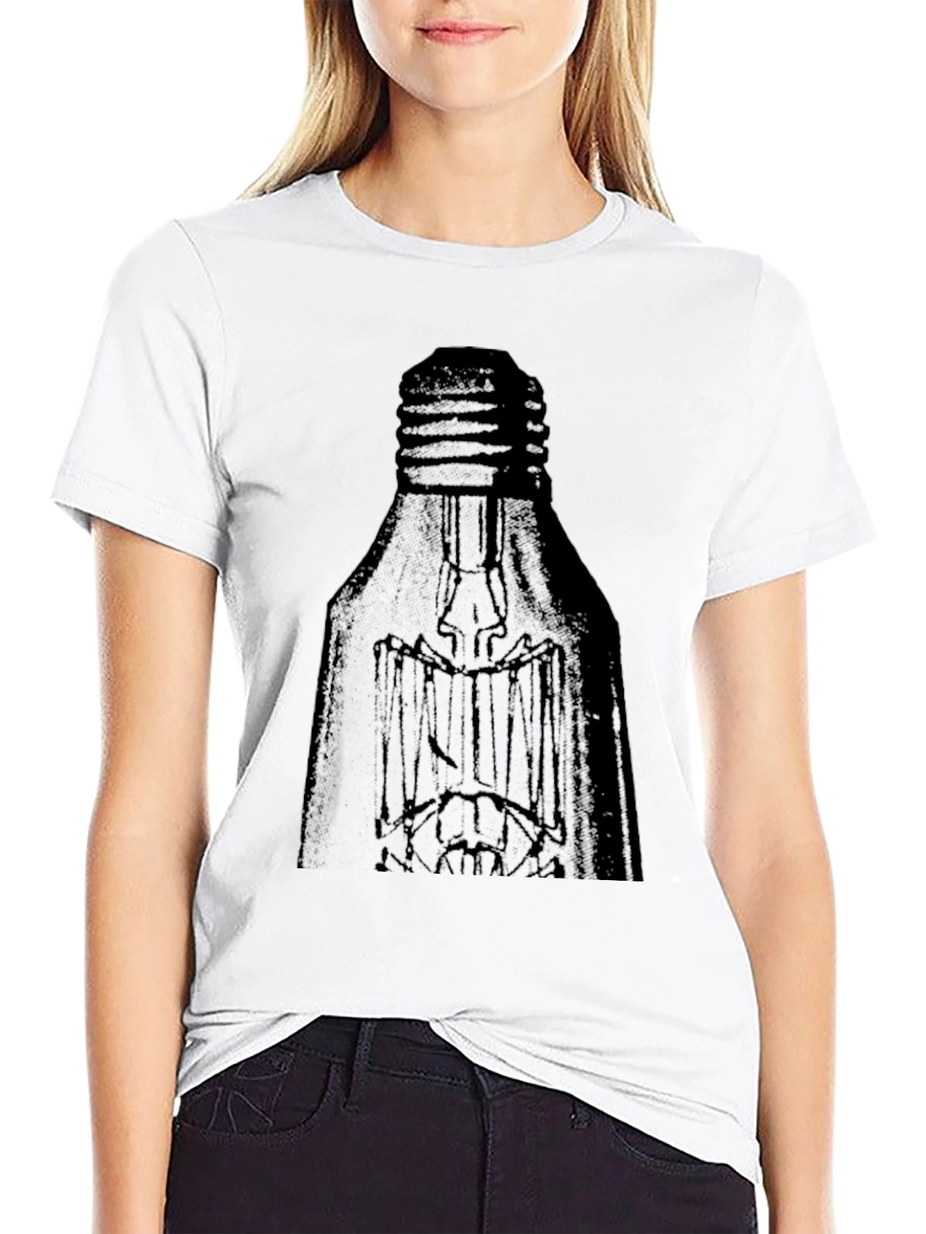 Mens Black T-Shirt with Light Bulb Design
