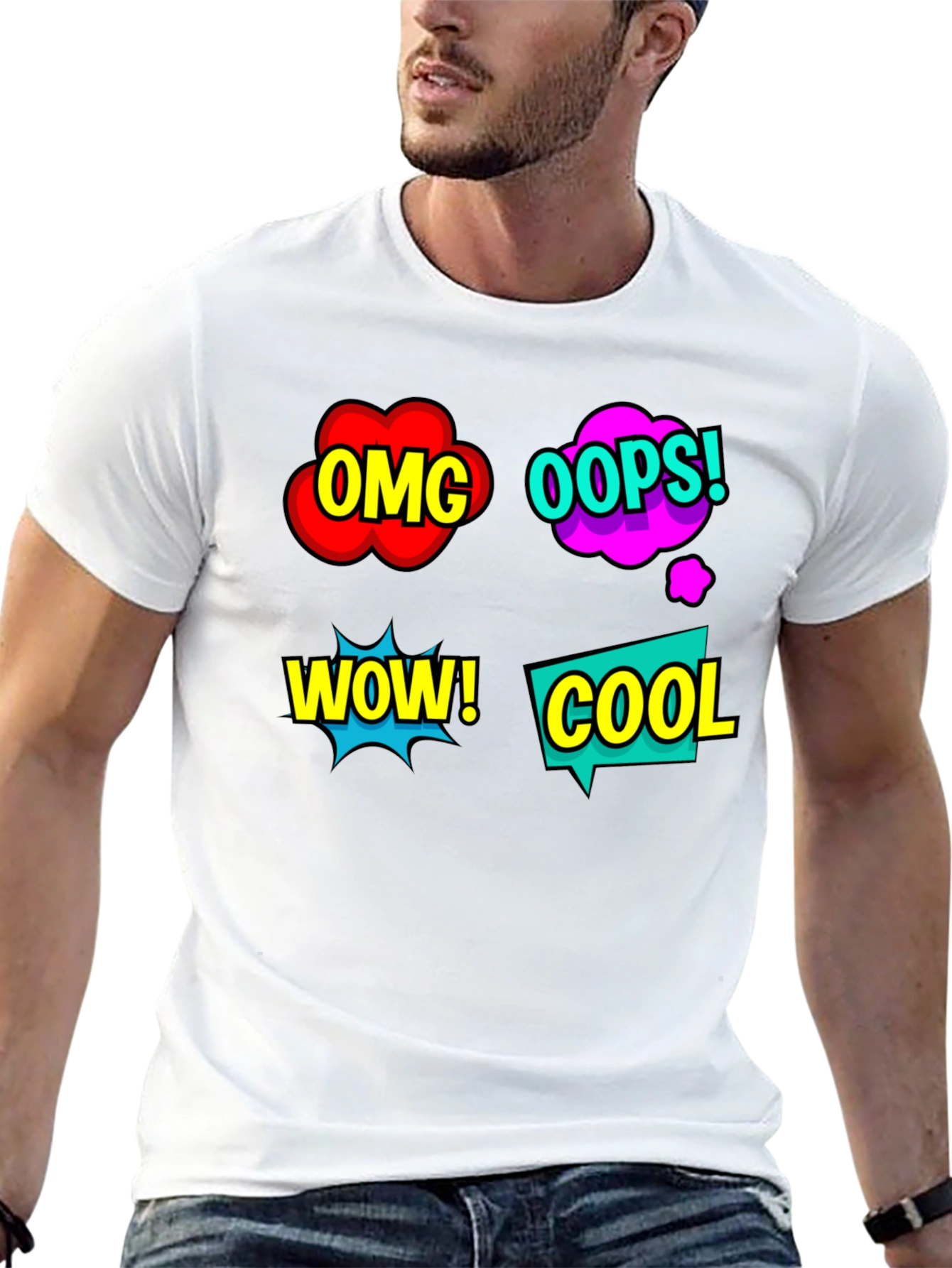 Comic Speech Bubble T-Shirt - OMG! WOW! COOL!
