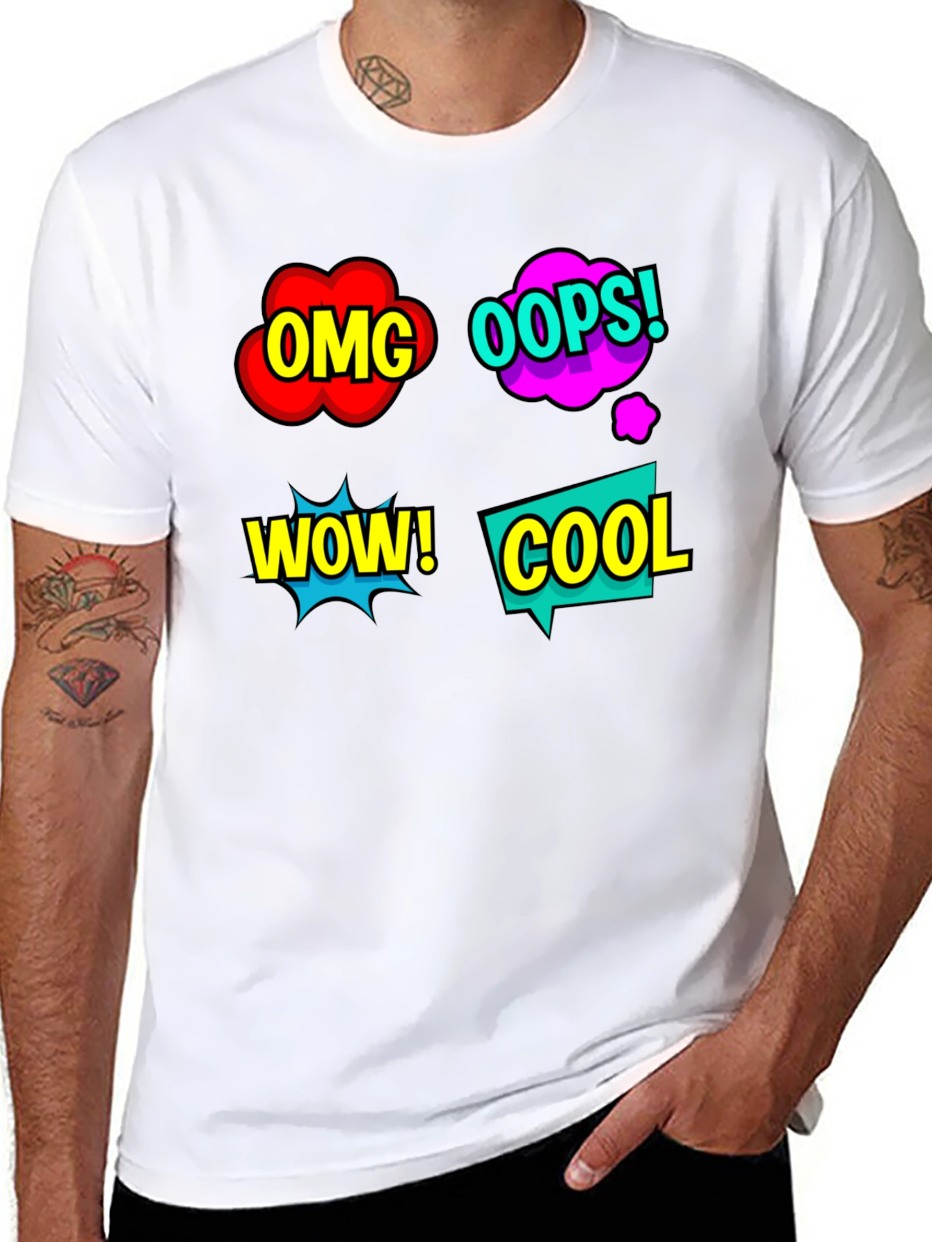 Comic Speech Bubble T-Shirt - OMG! WOW! COOL!