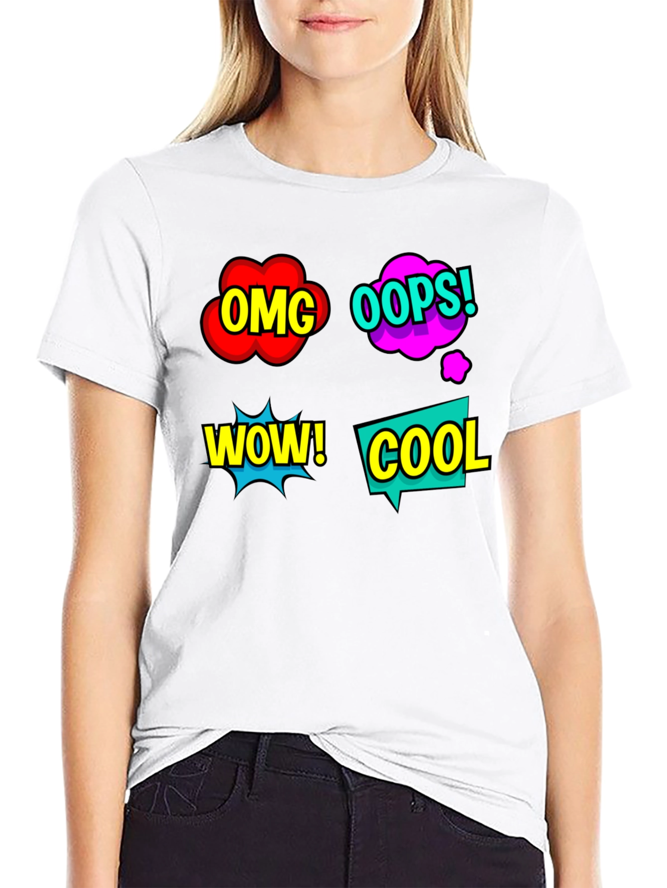 Comic Speech Bubble T-Shirt - OMG! WOW! COOL!