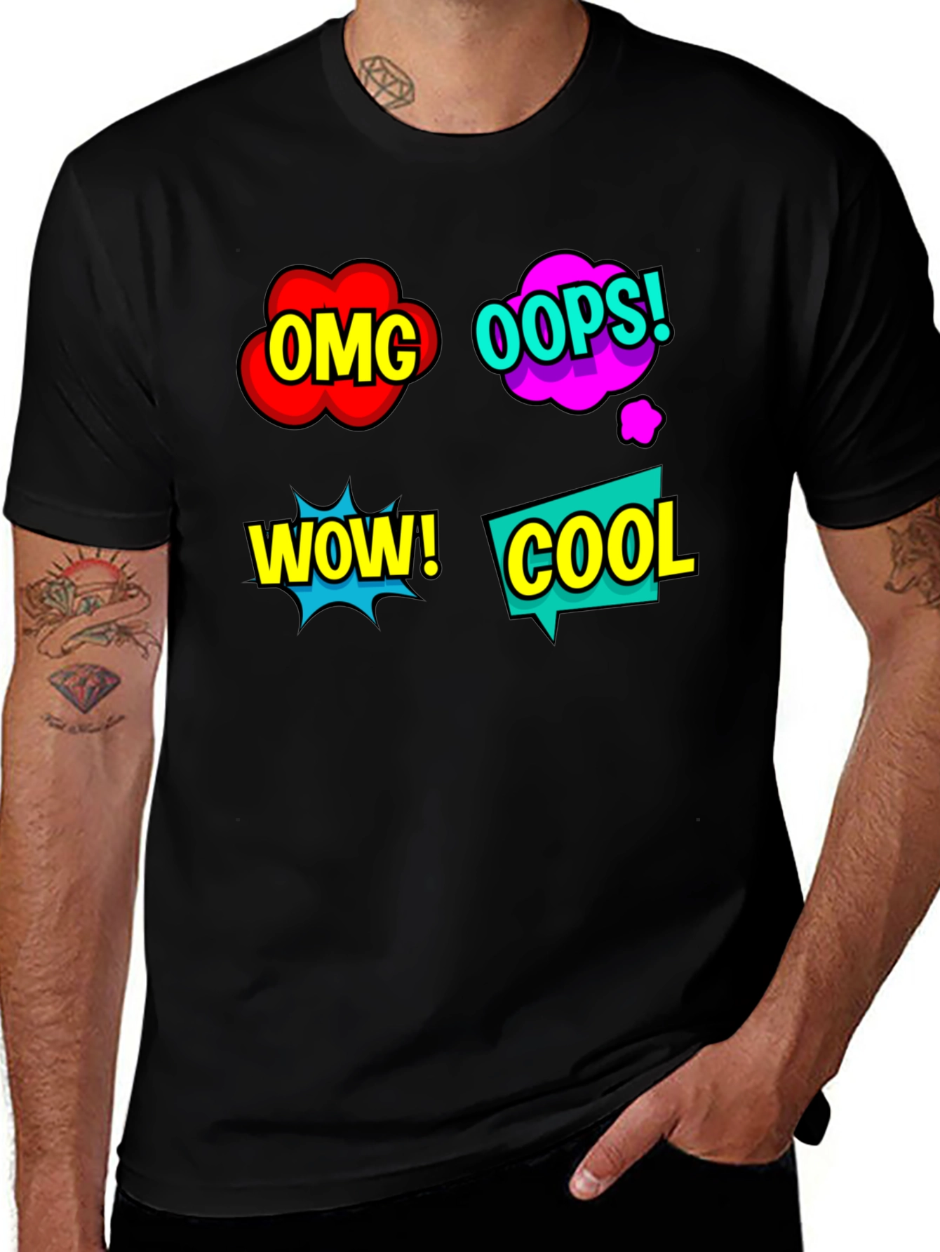 Comic Speech Bubble T-Shirt - OMG! WOW! COOL!