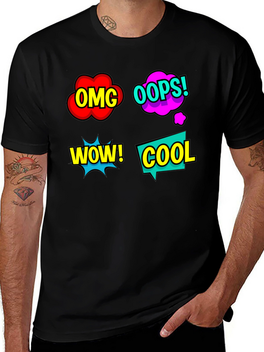 Comic Speech Bubble T-Shirt - OMG! WOW! COOL!