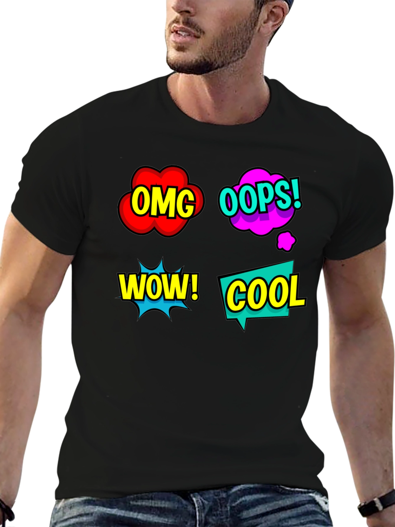 Comic Speech Bubble T-Shirt - OMG! WOW! COOL!