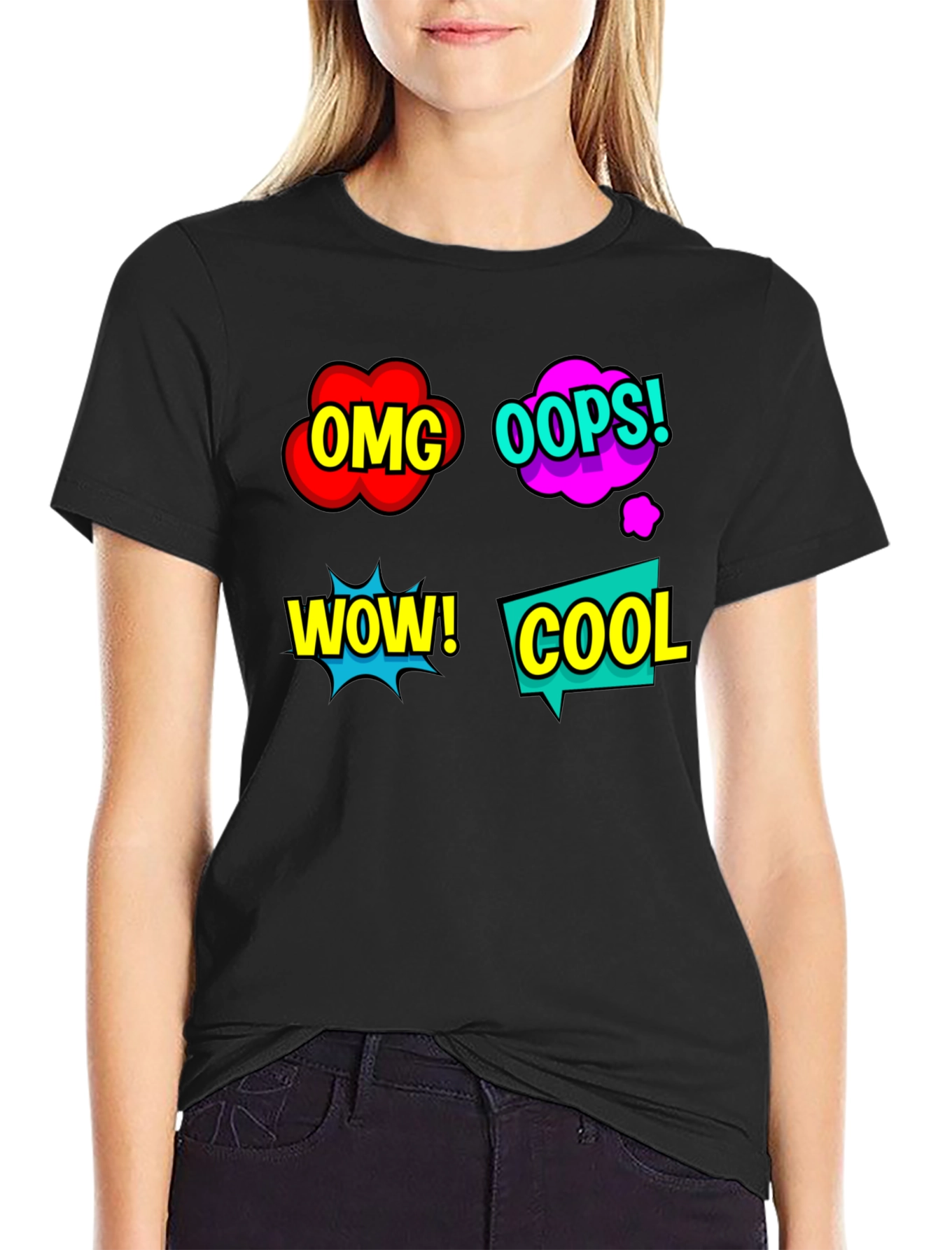 Comic Speech Bubble T-Shirt - OMG! WOW! COOL!