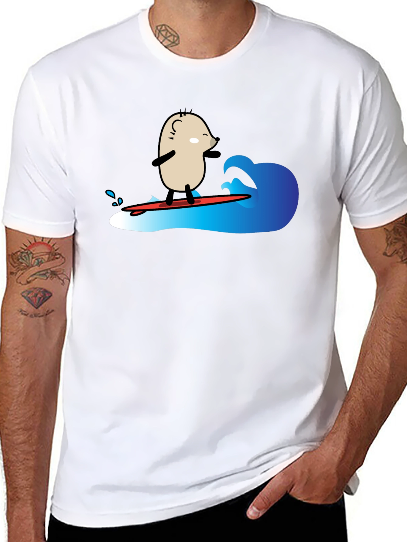 Surfing Potato Black T-Shirt