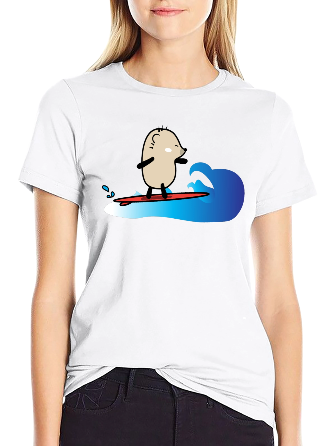 Surfing Potato Black T-Shirt