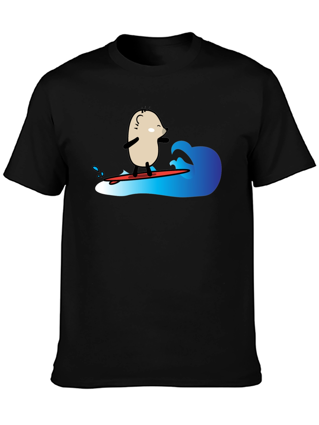 Surfing Potato Black T-Shirt