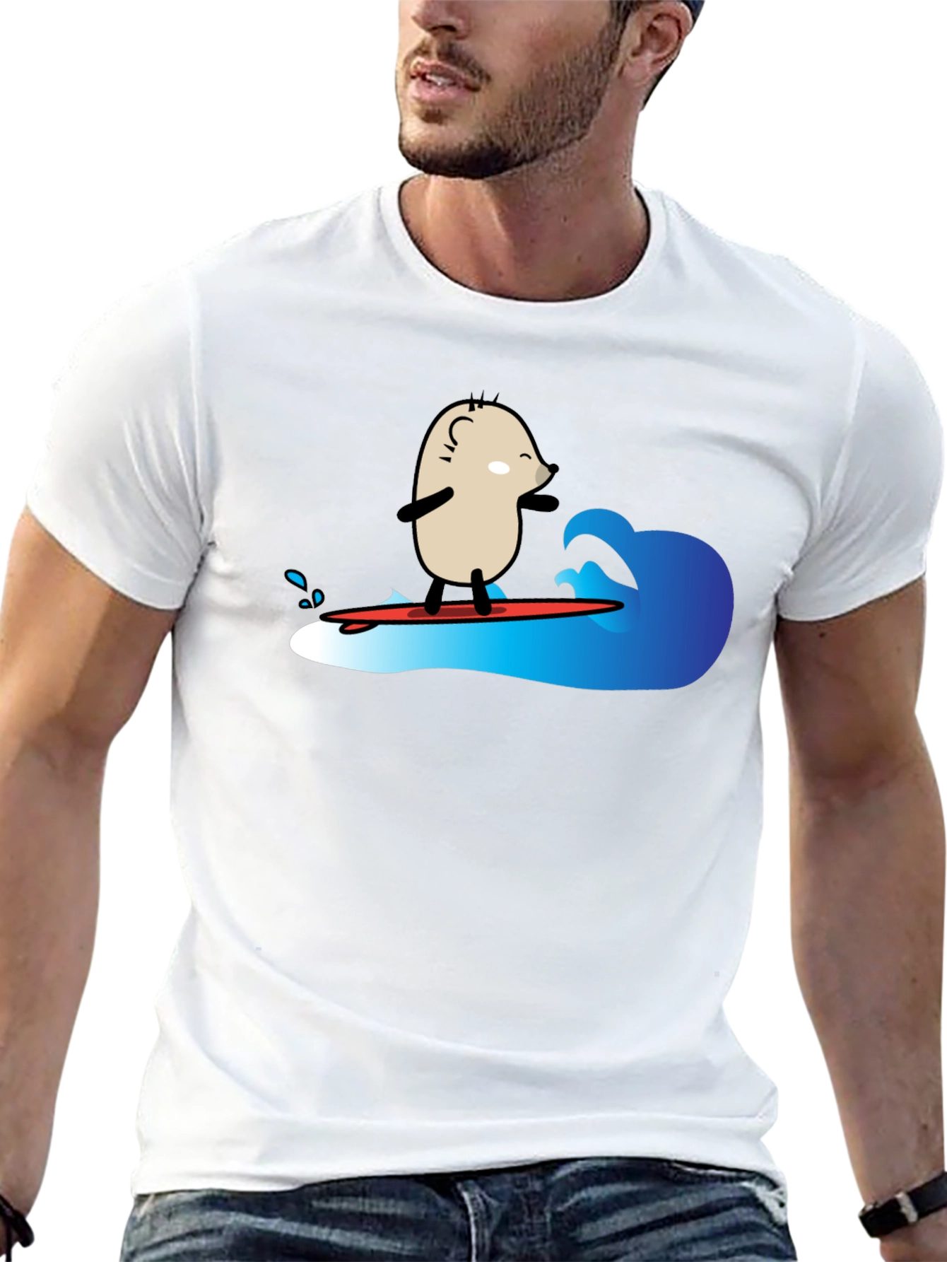 Surfing Potato Black T-Shirt