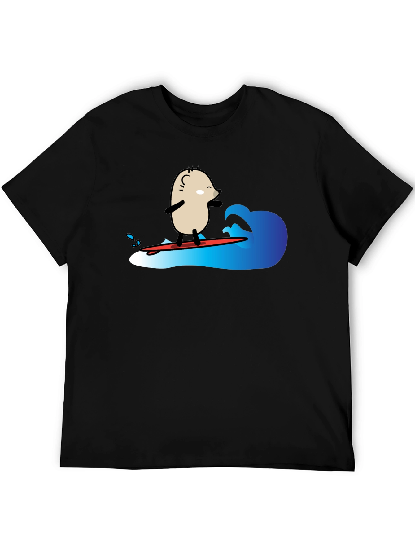 Surfing Potato Black T-Shirt