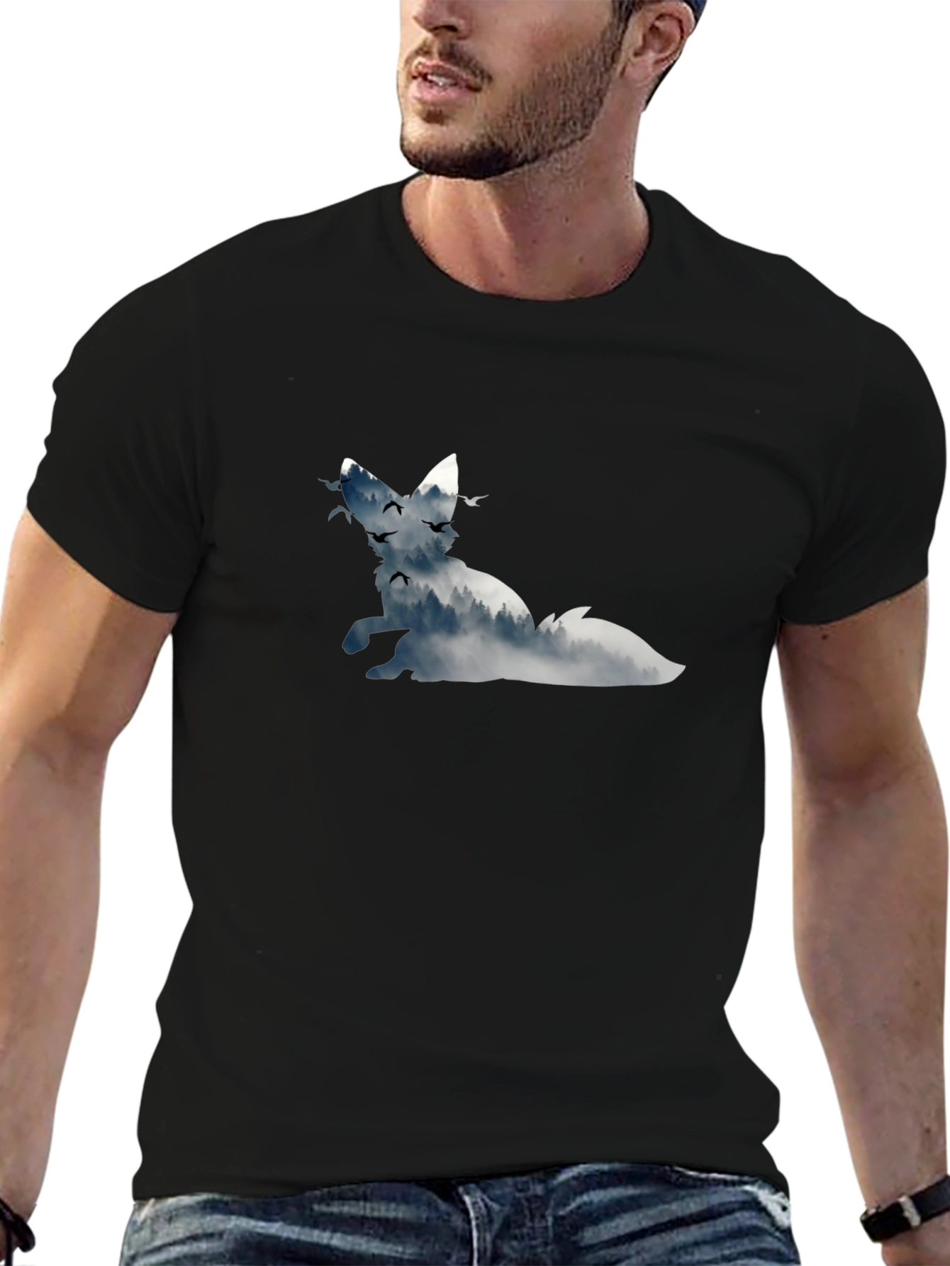 Fox Silhouette Graphic Black T-Shirt