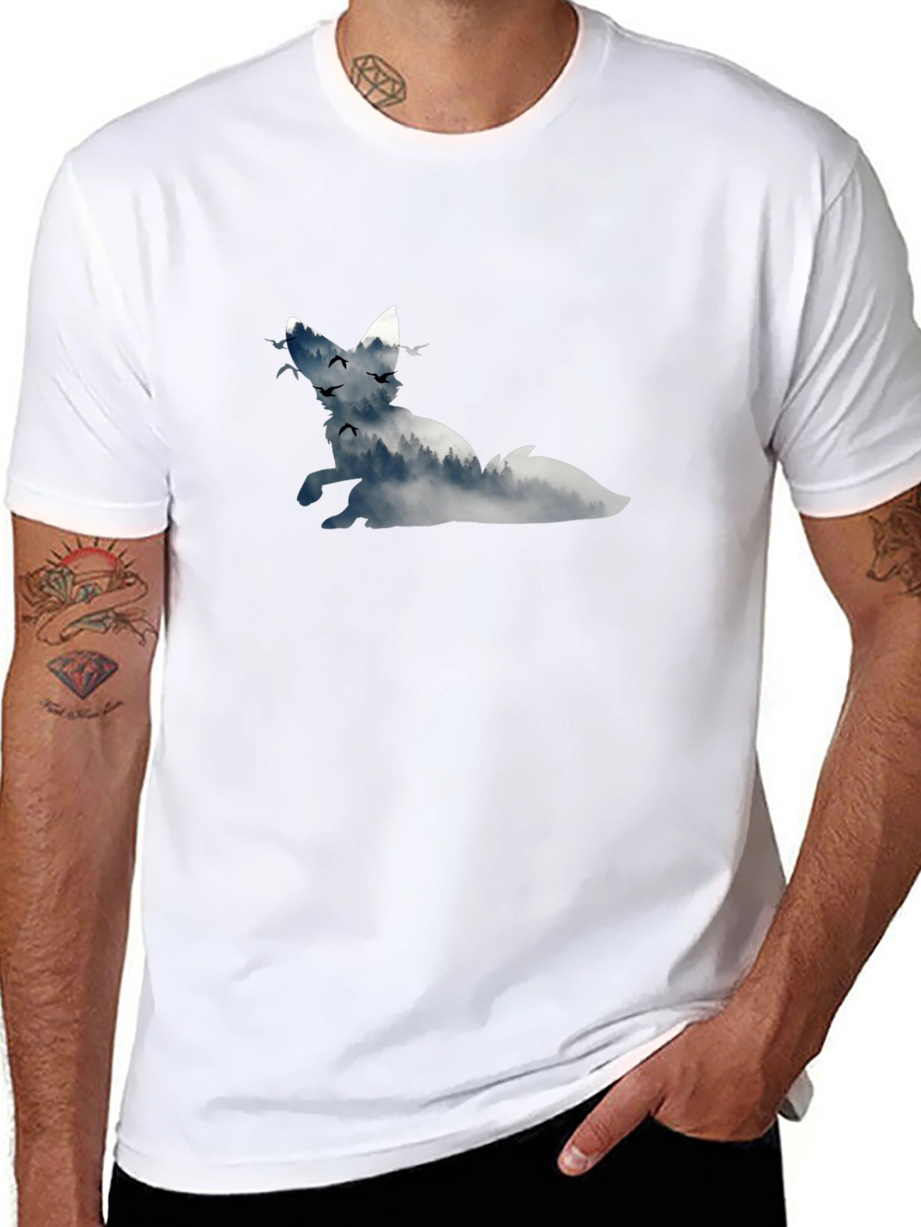 Fox Silhouette Graphic Black T-Shirt