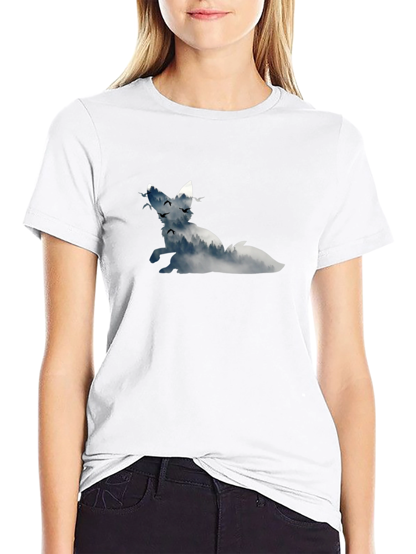 Fox Silhouette Graphic Black T-Shirt