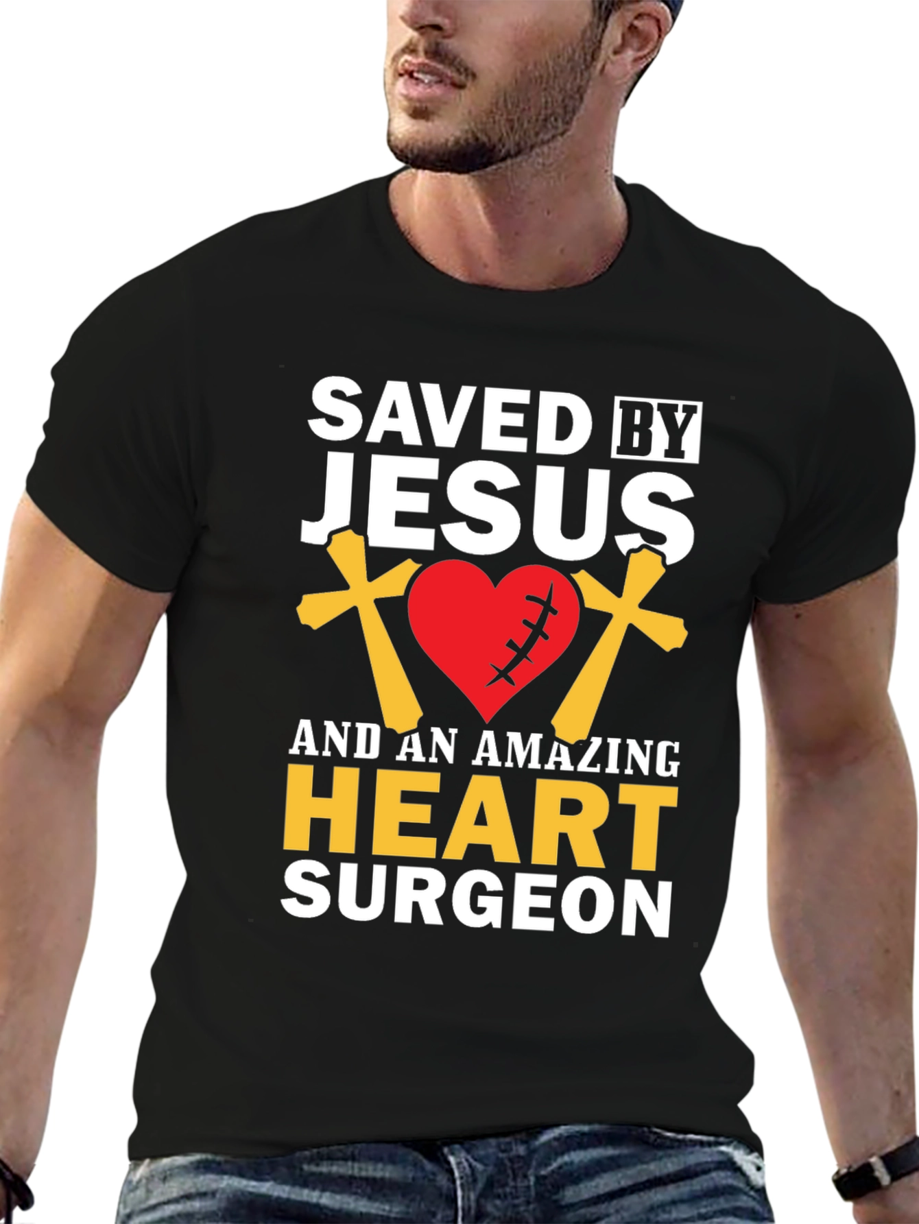 Saved By Jesus Heart Surgeon Graphic Tee