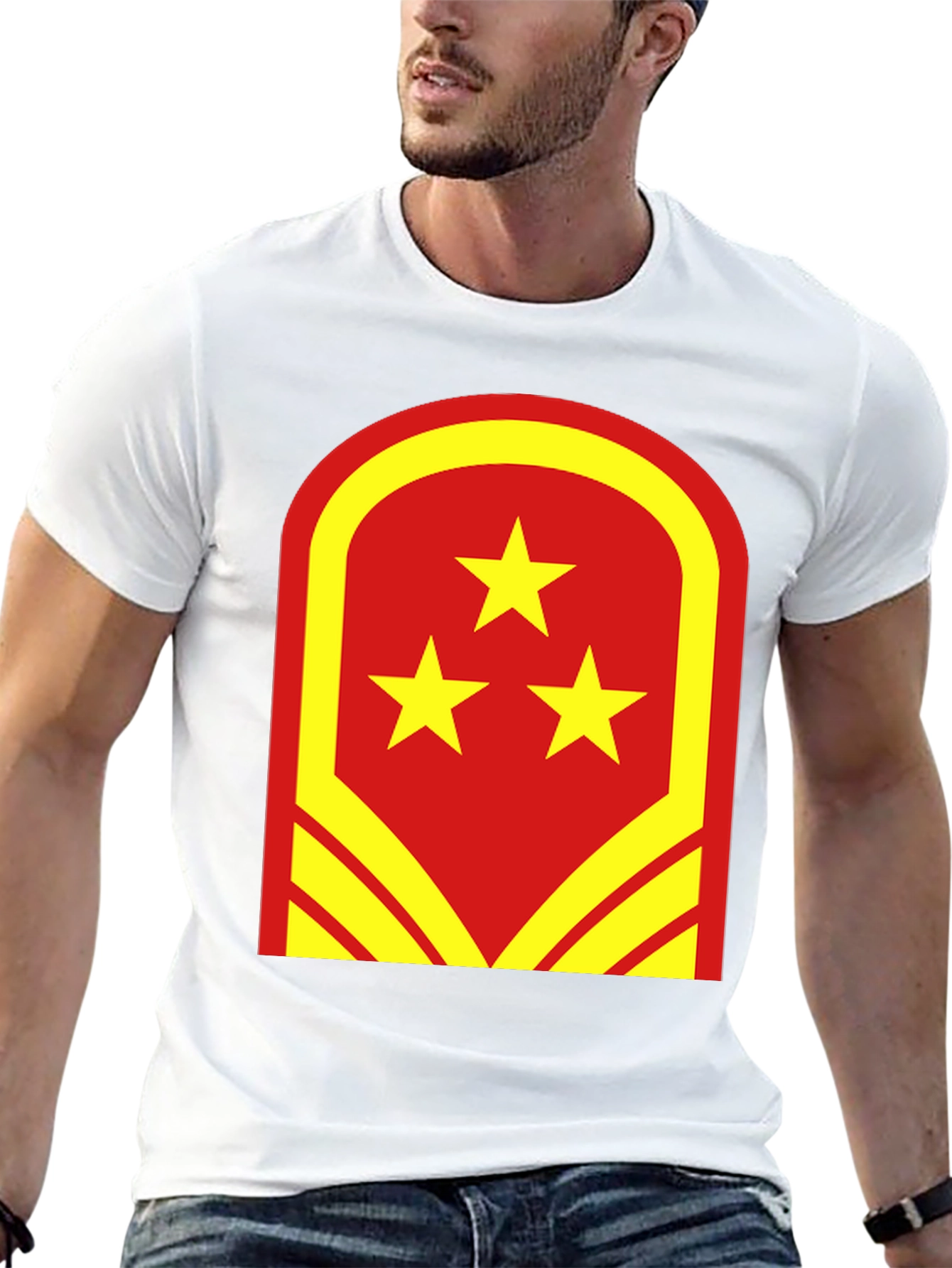 Red & Yellow Star Graphic Tee - Bold Design