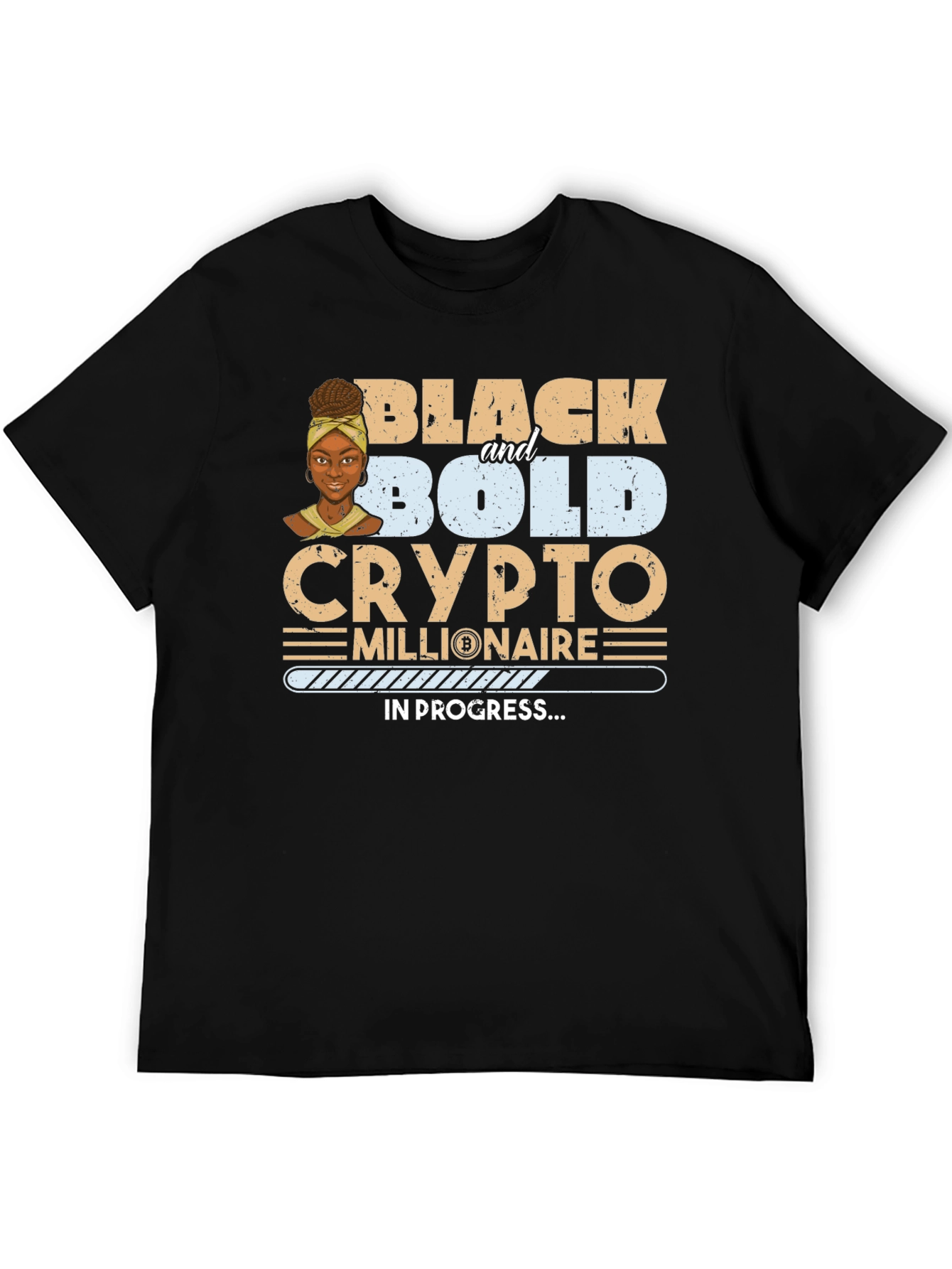 Black & Bold Crypto Millionaire In Progress T-Shirt
