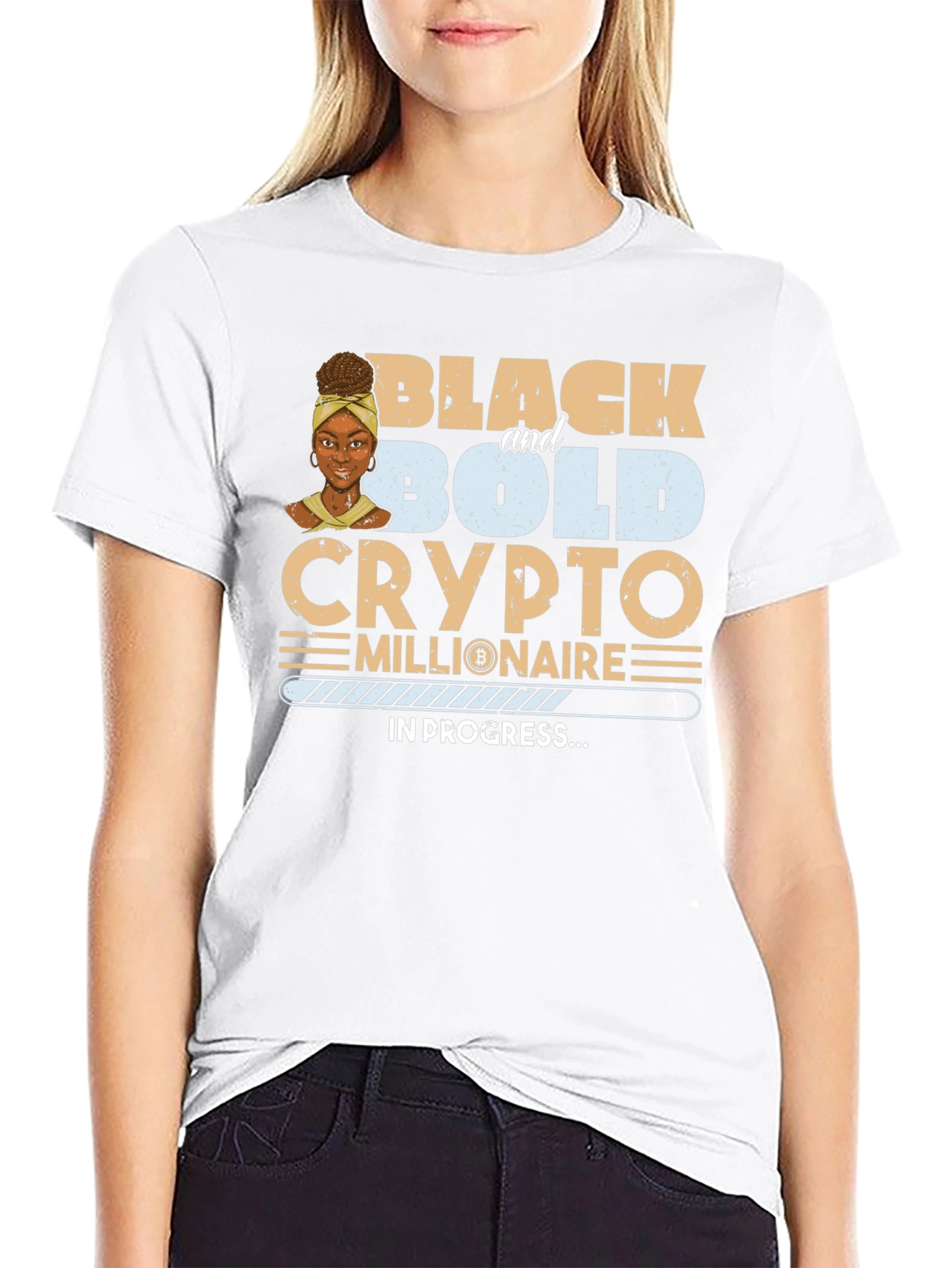 Black & Bold Crypto Millionaire In Progress T-Shirt