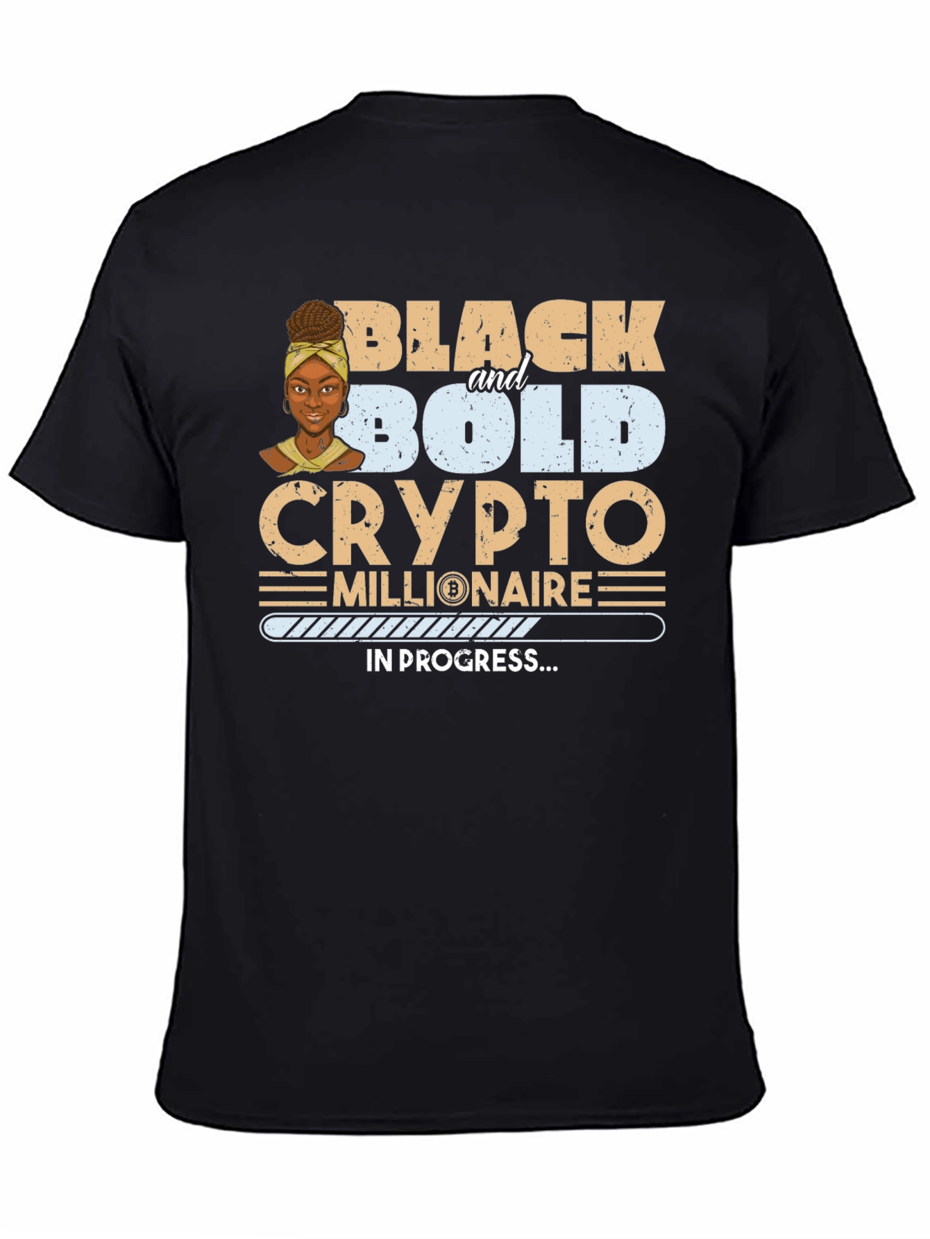 Black & Bold Crypto Millionaire In Progress T-Shirt