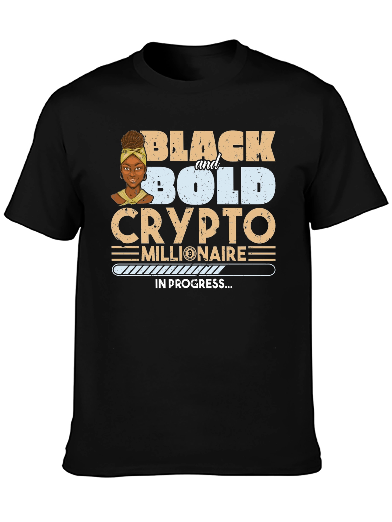 Black & Bold Crypto Millionaire In Progress T-Shirt