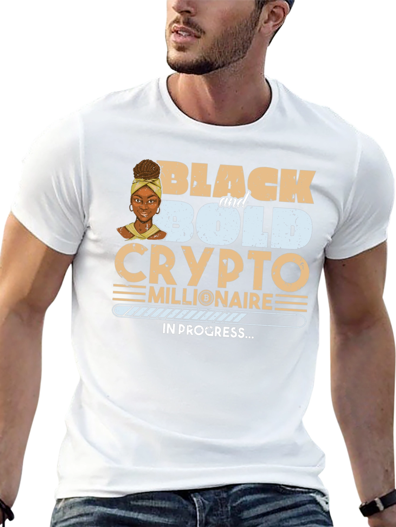 Black & Bold Crypto Millionaire In Progress T-Shirt