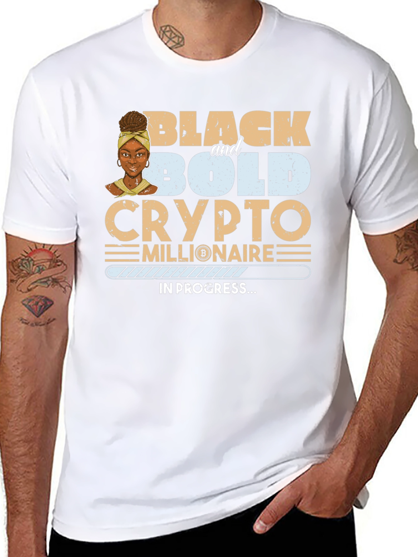 Black & Bold Crypto Millionaire In Progress T-Shirt