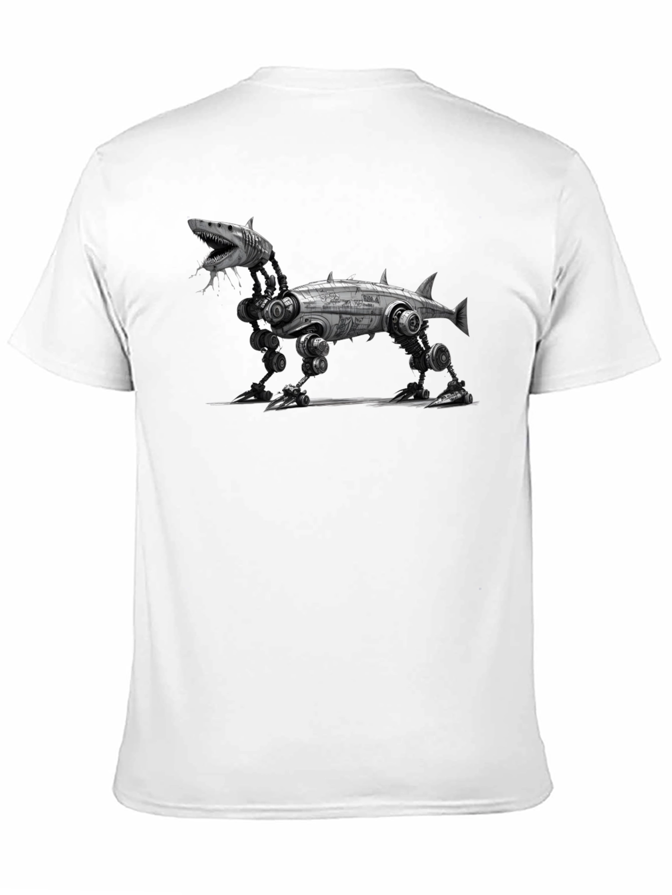 Mechanical Shark T-Shirt - Black Cotton Graphic Tee