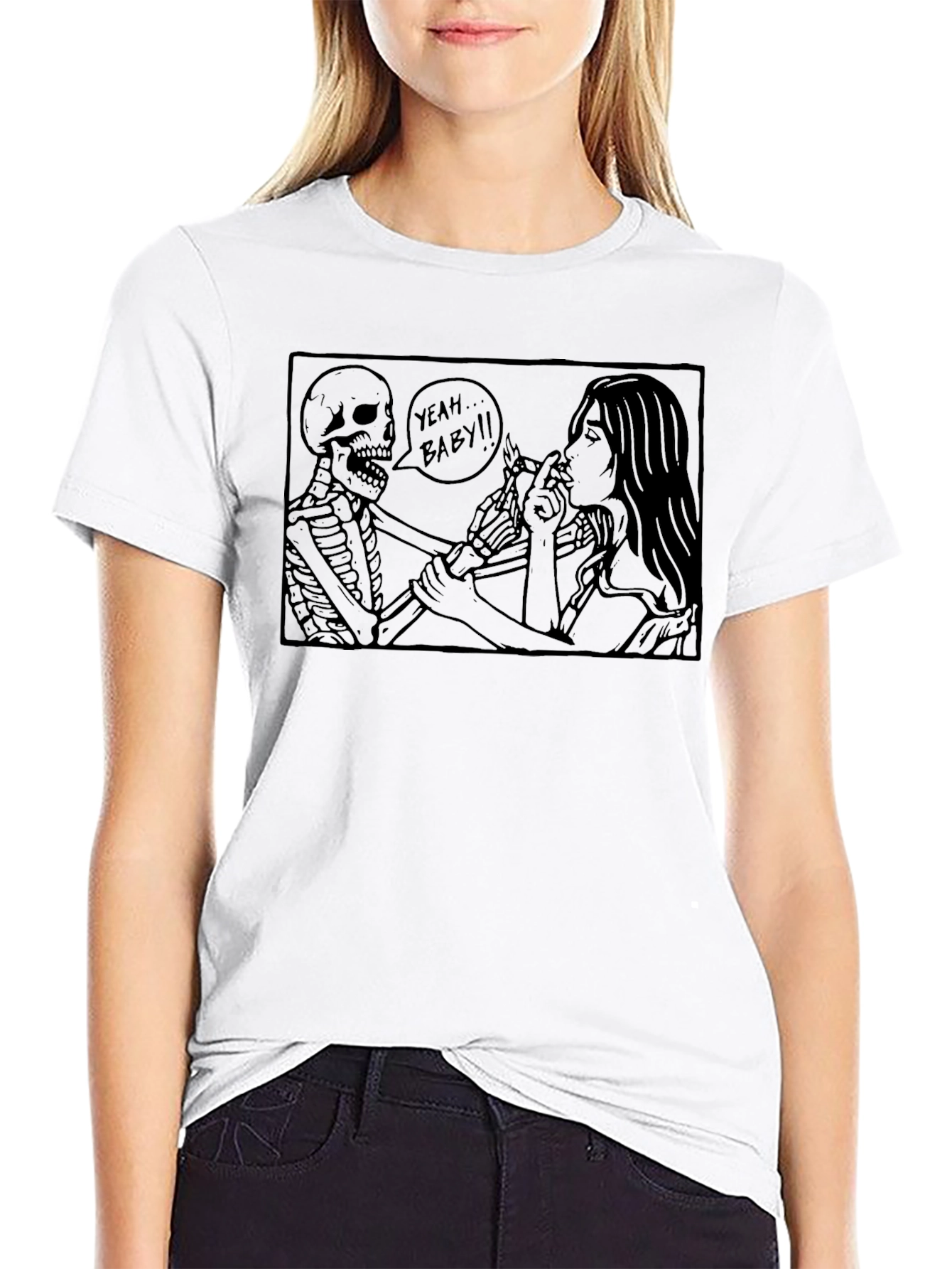 Skeleton Smoking T-Shirt - Yeah Baby!